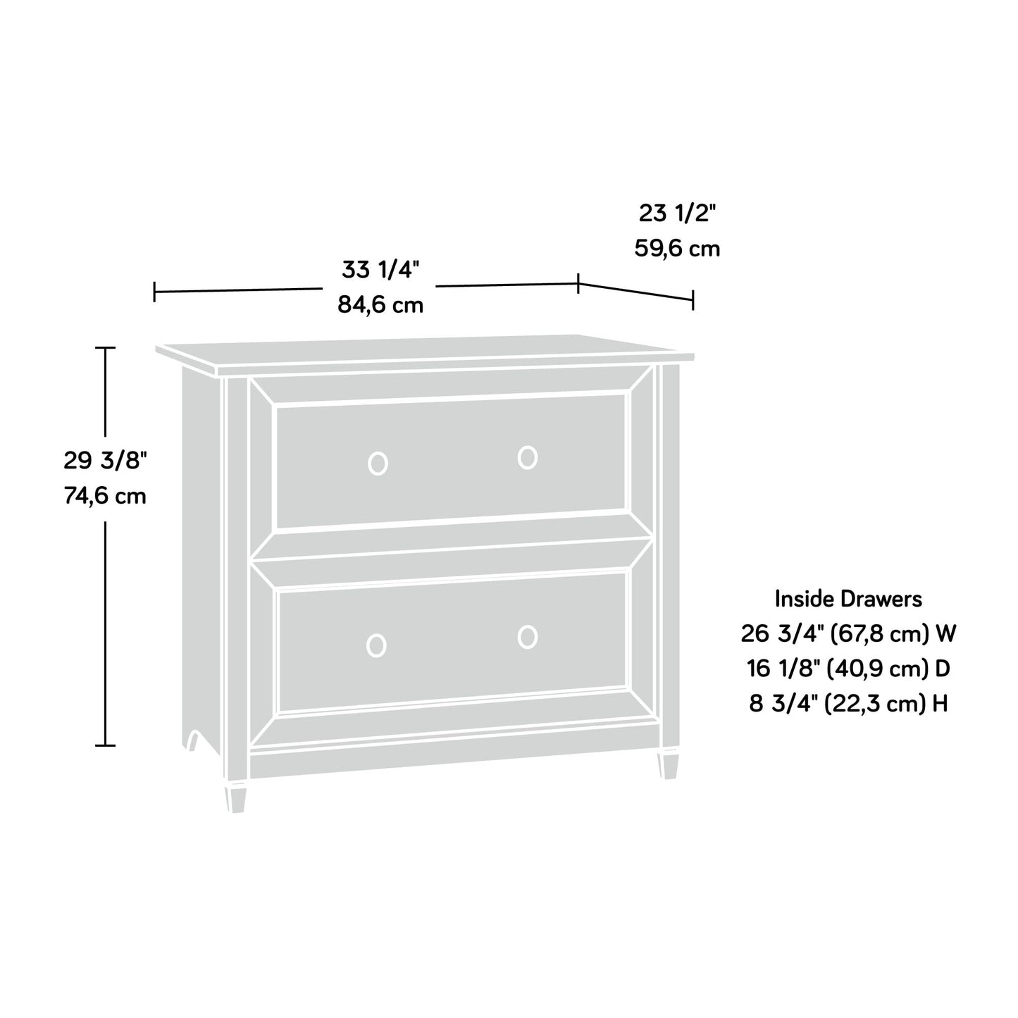 Sauder Edge Water 2 Drawer Lateral Filing Cabinet, Office File Cabinet, in Estate Black finish