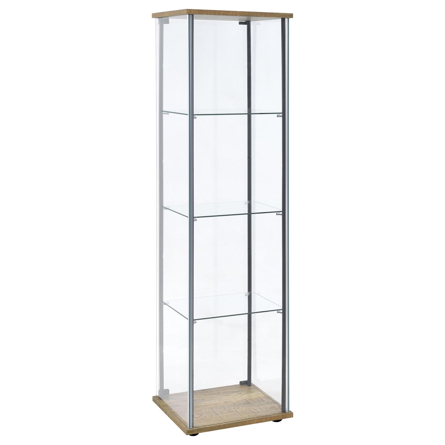 Coaster Home Furnishings - Bellatrix - Glass - 3-Shelf Curio Cabinet with Metal Frame, One Door, and Black Hardware - Living Room - 64-Inch - Mango - 950172MGO