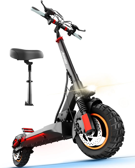 Aoniu M4 Electric Scooter for Adults Escooter with Seat Off Road E Scooter Fast 25-30mph 300 Lbs+ Heavy Duty Electric Scooters Long Range 31 Miles All Terrain Foldable for Teens Commuting