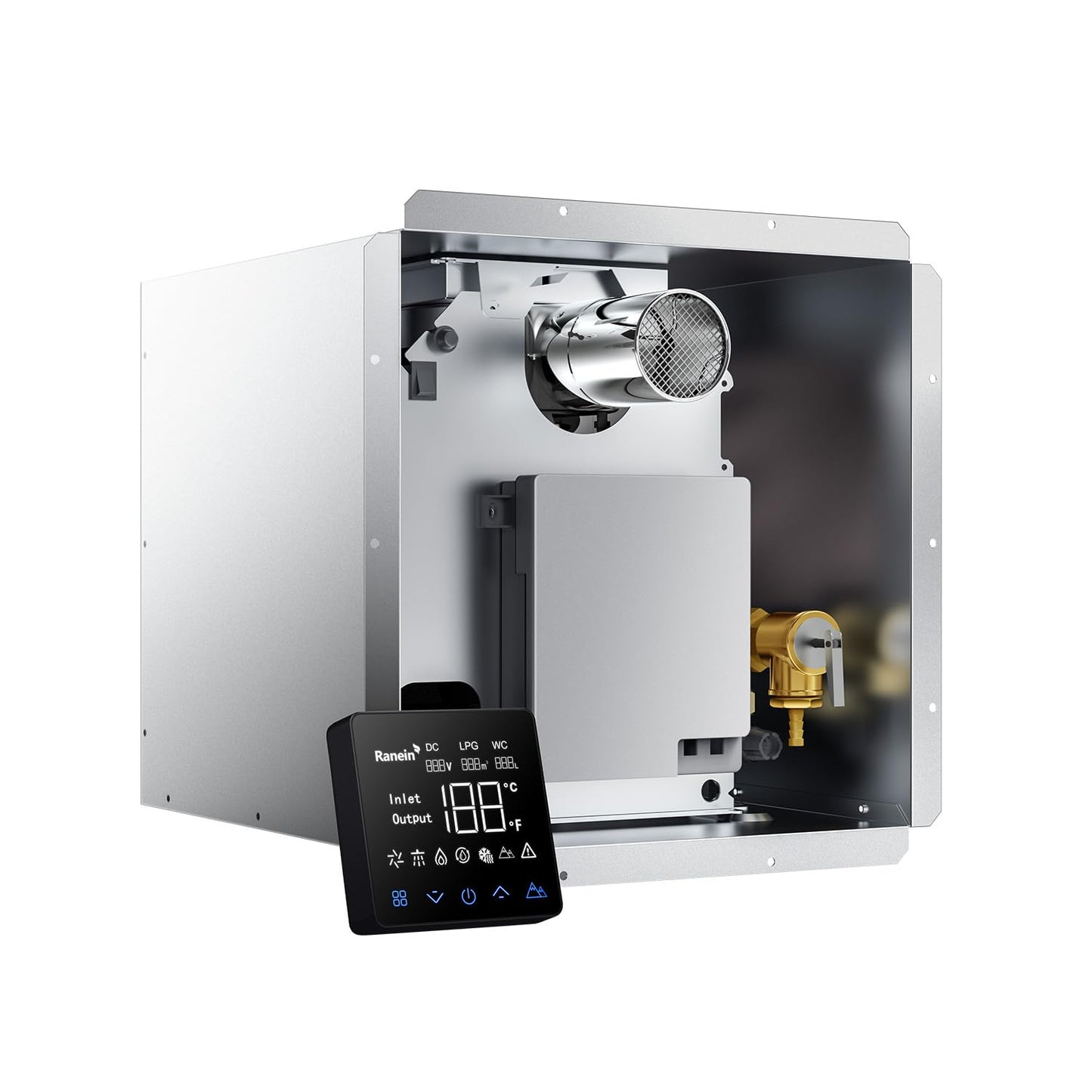 Gen II Ranein RV Tankless Water Heater 65,000 BTU, On-Demand Instant Hot Water, 12V Powered, High Altitude Ready, CSA Approved, Multi-Function Controller, Ideal for Simultaneous Use and Family Use