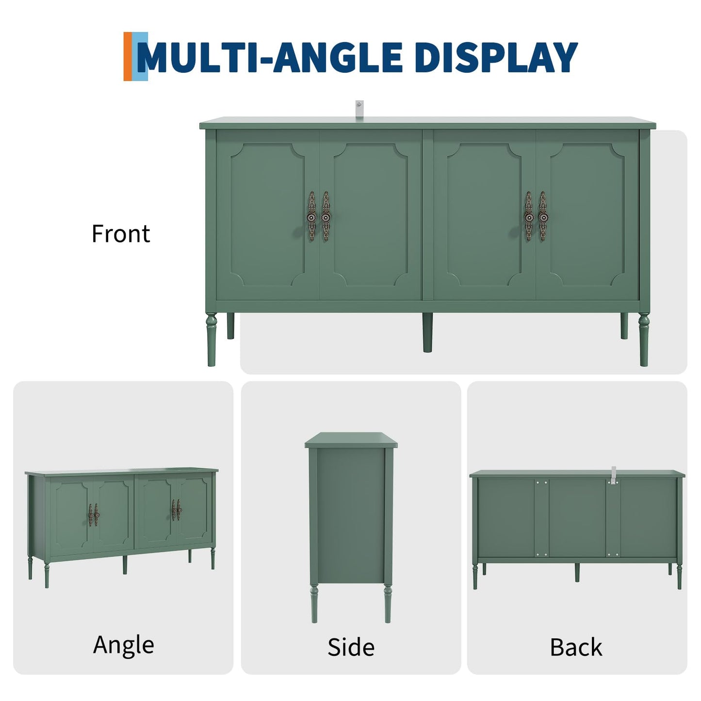 Garvee 59" Buffet Cabinet Sideboard with Storage, Kitchen Storage Cabinet Wood Console Table Coffee Bar Cabinets for Living Room Dining Room Entryway