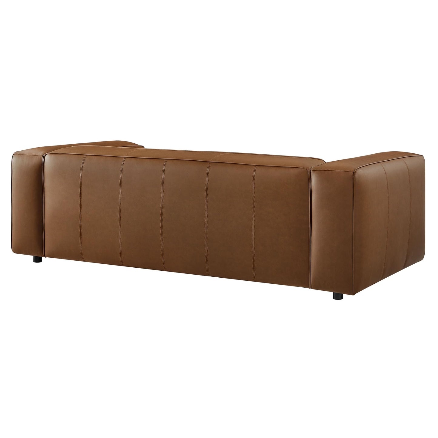Modway Auren Vegan Leather Sofa in Coffee - Faux Leather Couch - Comfy Modern PU Leather Sofa - Oversized Mid Century Modern Couch for Living Room, Apartment, Loft