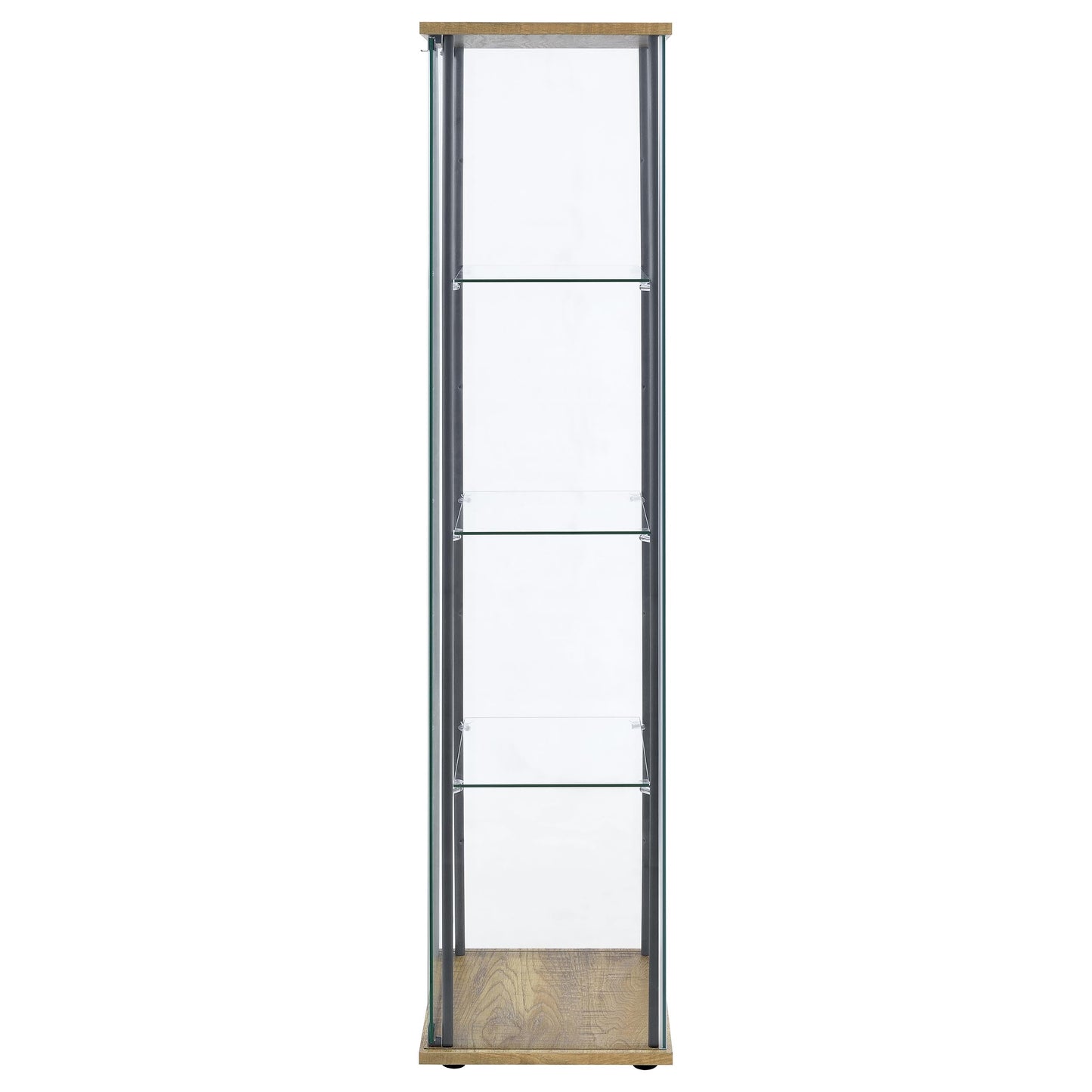 Coaster Home Furnishings - Bellatrix - Glass - 3-Shelf Curio Cabinet with Metal Frame, One Door, and Black Hardware - Living Room - 64-Inch - Mango - 950172MGO