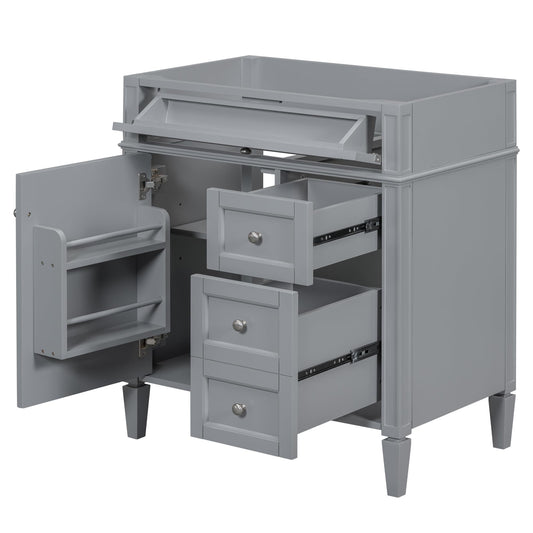 Favfurish 30" Bathroom Vanity Without Top Sink,Modern Freestanding Bath Storage Cabinet with 2 Soft-Close Drawers and Tip-Out Tray & Cabinet Door Organizer,Adjustable Shelf,Easy Assembly,Grey