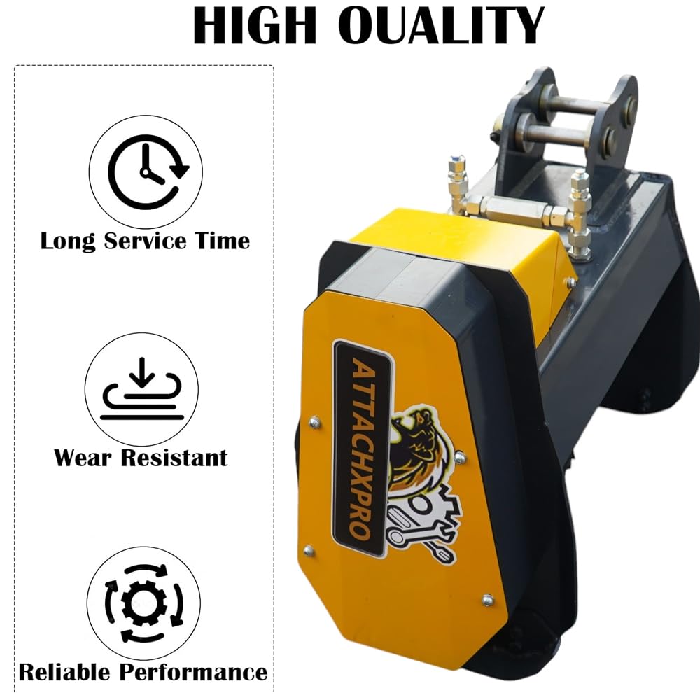 ATTACHXPRO Flail Mower for 3T+Mini Excavator Mulcher Attachment Pioneer Brush Cutter is Used to Remove Weeds, Grass Vegetation, Hydraulic Mulcher and Reclaim Wasteland with Hydraulic System