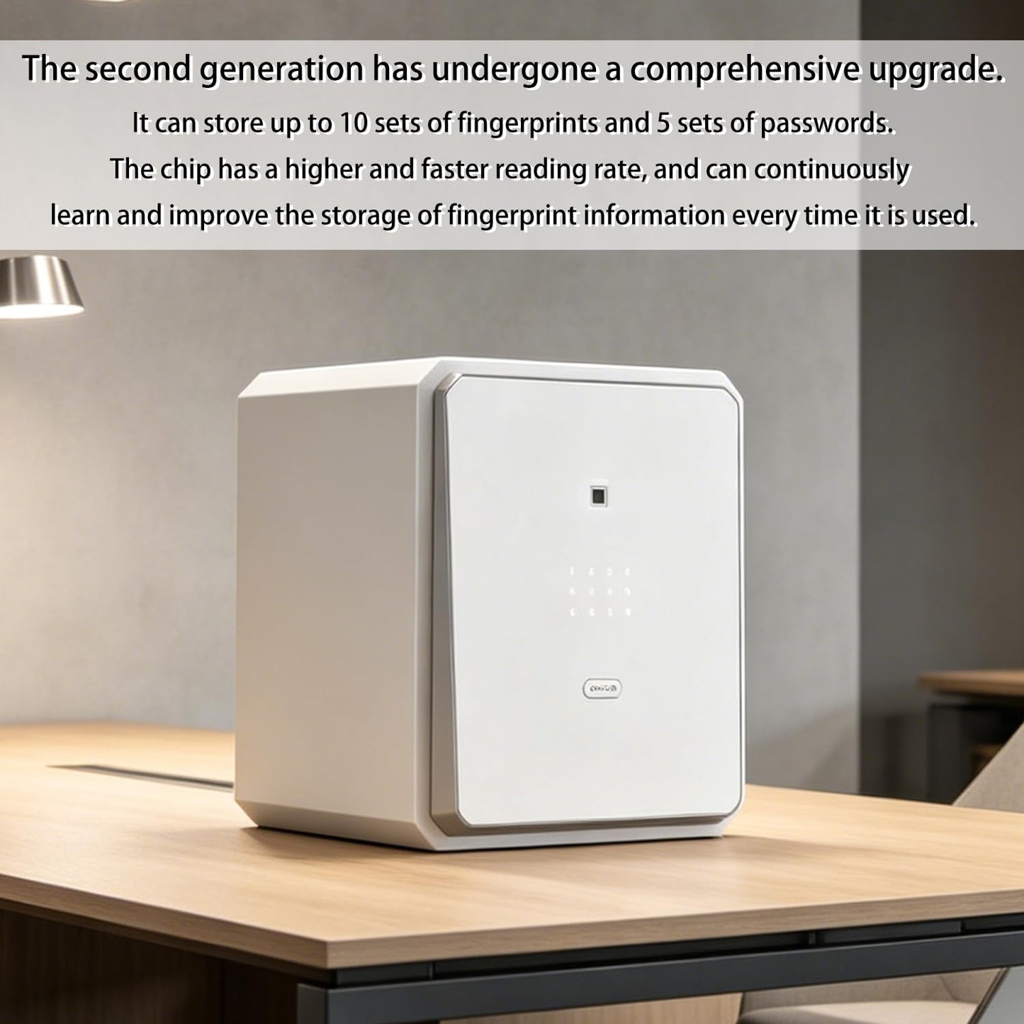 BOFON Fingerprint Smart Safe Box, Alloy Steel, Biometric Lock with Key, Alarm System, Anti-Theft, for Home Office (2.1 Cubic feet White)