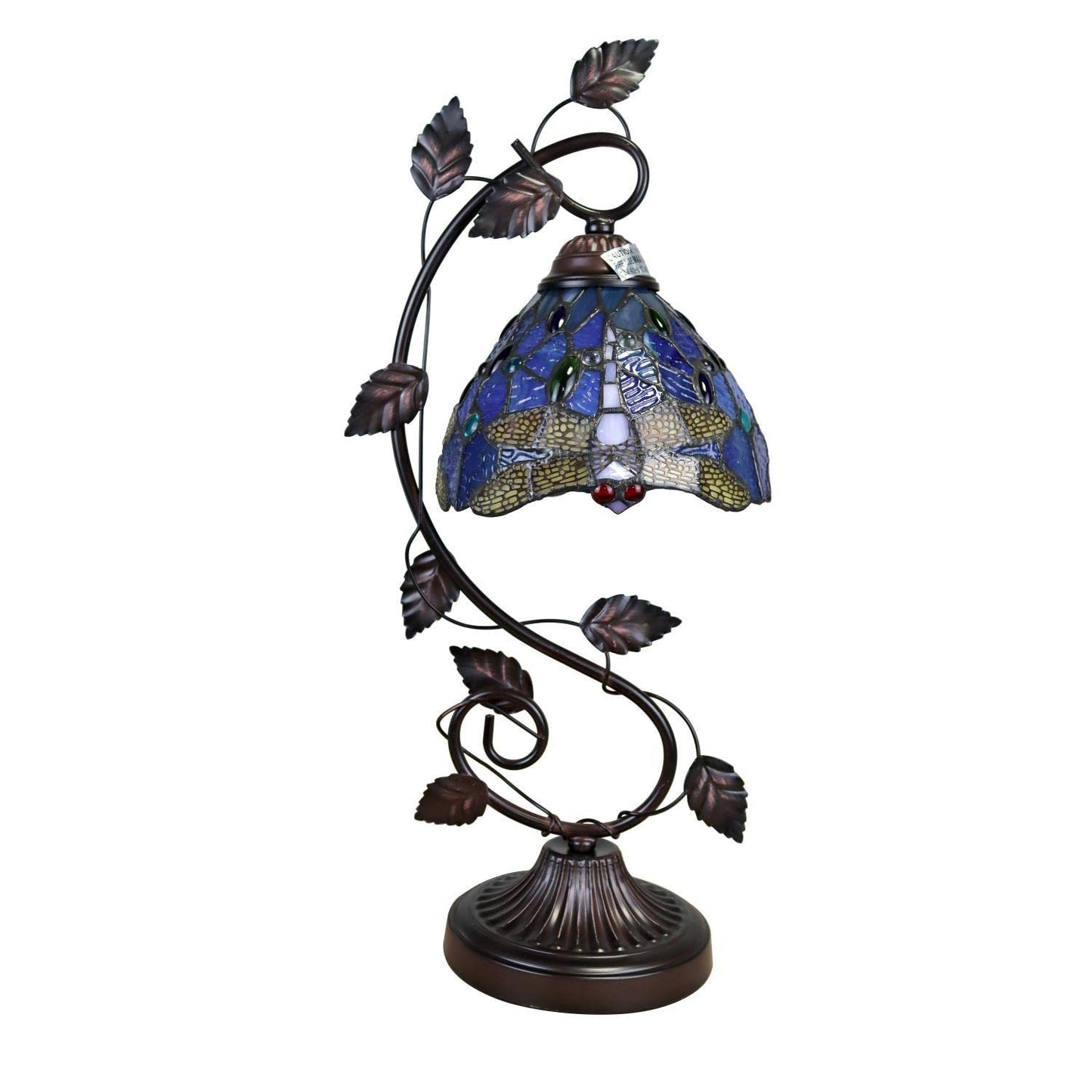 Chloe Lighting SUNNIVA Dragonfly Tiffany-Style Accent Table Lamp, 8in Wide, Multicolor, Glass, Model CH3T524BD08-NT1