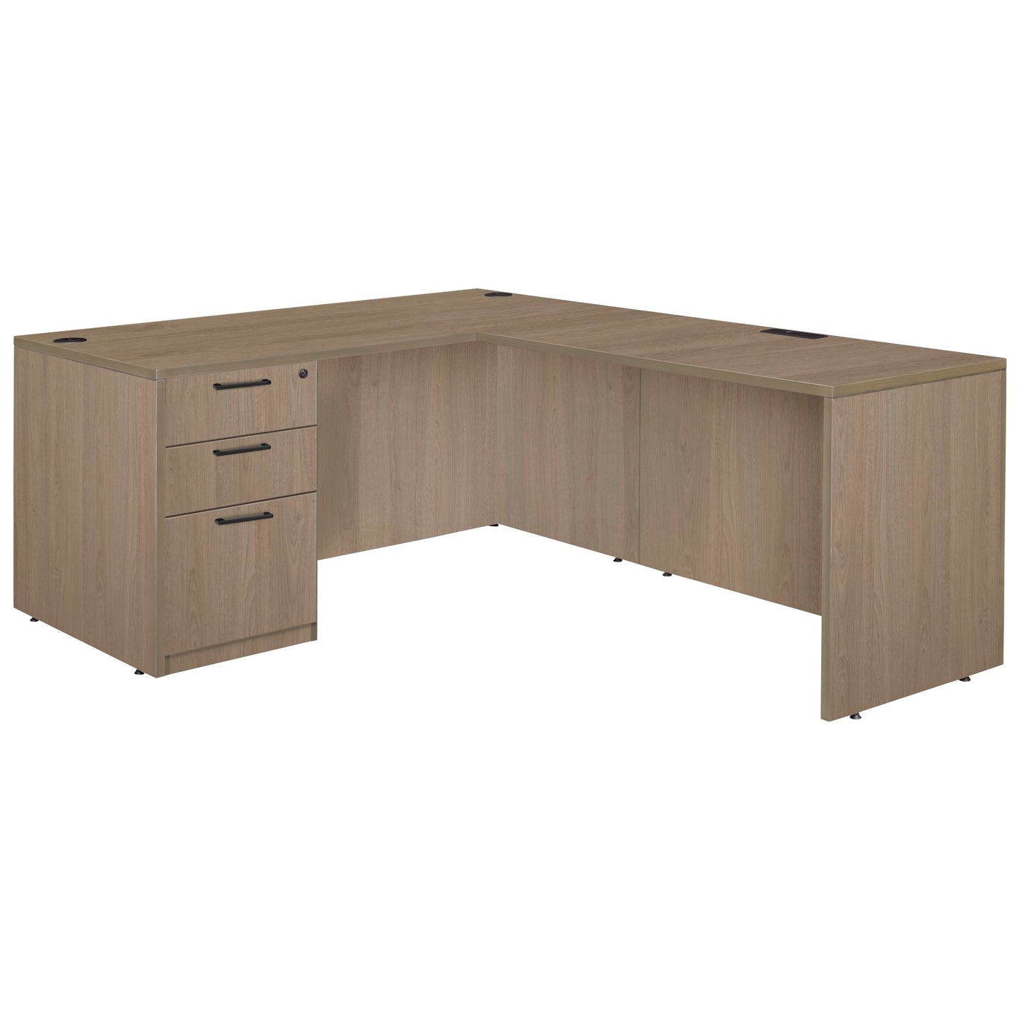 Romig Legacy 60 x 77 in. L Desk with Single Full Pedestal Drawer Unit- Noble Oak