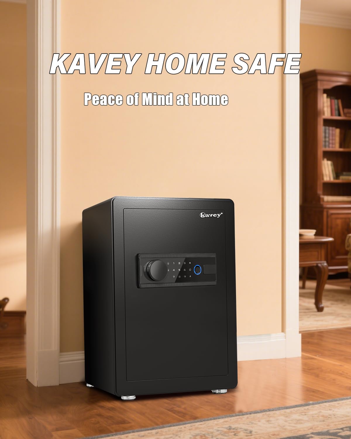 Kavey 2.5 Cub Biometric Safe Box, Fingerprint Safe with Fireproof Waterproof Bag, Security Safes with Backlit Touch Screen Keypad, Dual Alarm System for Home Office 13"D x 14.96"W x 21.65"H
