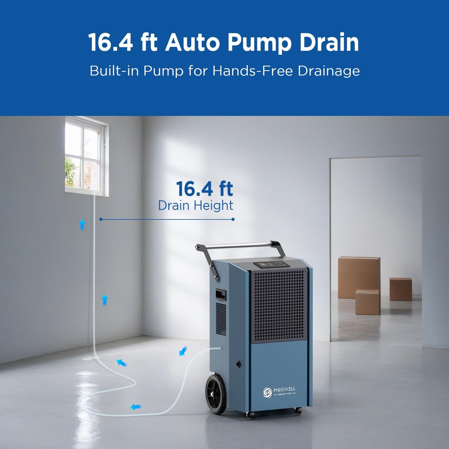 Moiswell 190 Pints Commercial Dehumidifier with Pump Portable Industrial Heavy Duty Moisture Removal Dehumidifiers for Basements with Auto Drain,Powerful Humidity Control for Large Spaces