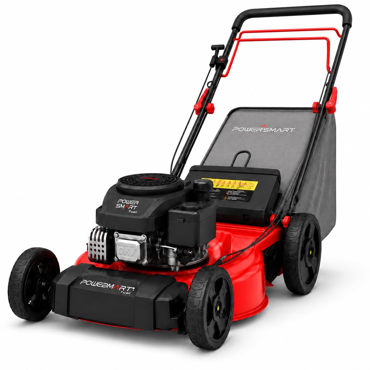 PowerSmart 21" Gas Self-Propelled Lawn Mower for Hills & Medium Yards | 170cc OHV | 3-in-1 Mulching/Bagging/Discharge | 6-Position Height | Alloy Steel Deck | Easy Start | Rear-Wheel Drive