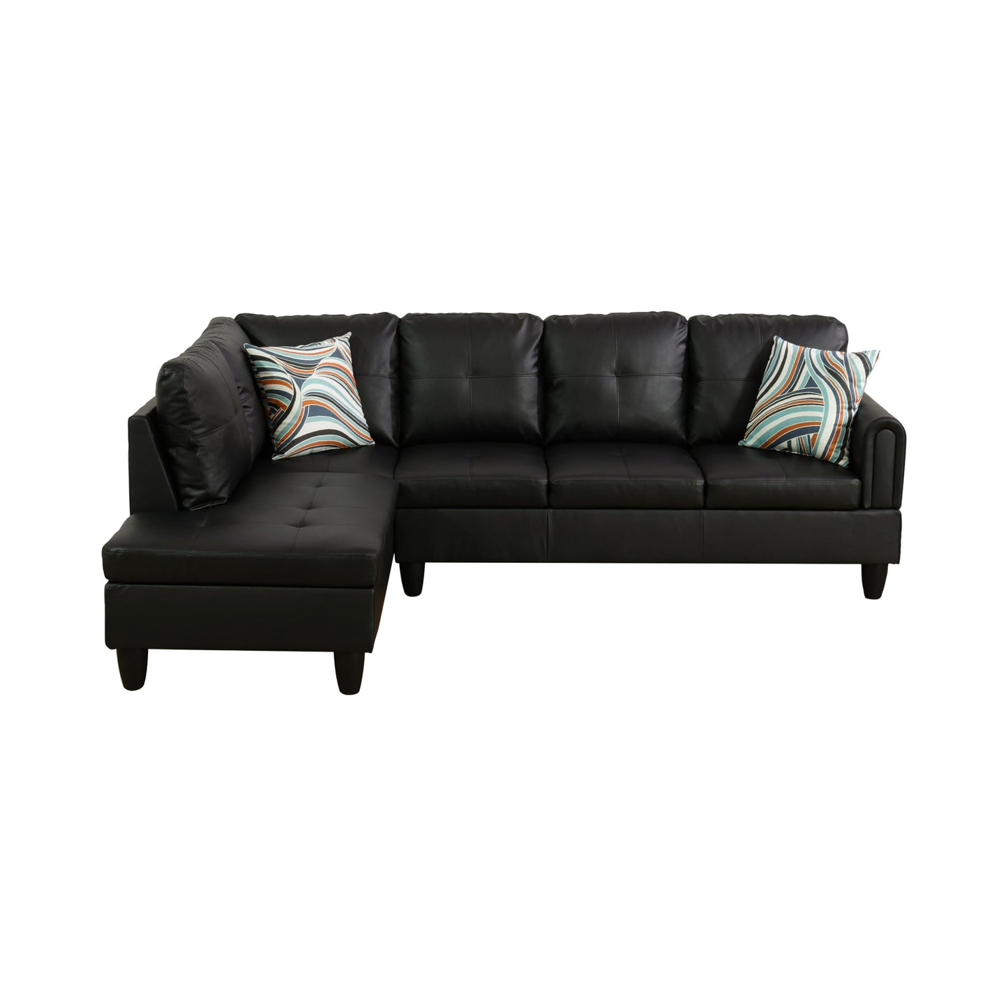 NicBex 2 Piece Set Modular Sectional Sofa,Modern Faux Leather Living Room Sofa Set,Sectional Sofa Set with Sofa and Chaise,Modular Sofa with Comfortable Wide Seats and Cushions,Ebony