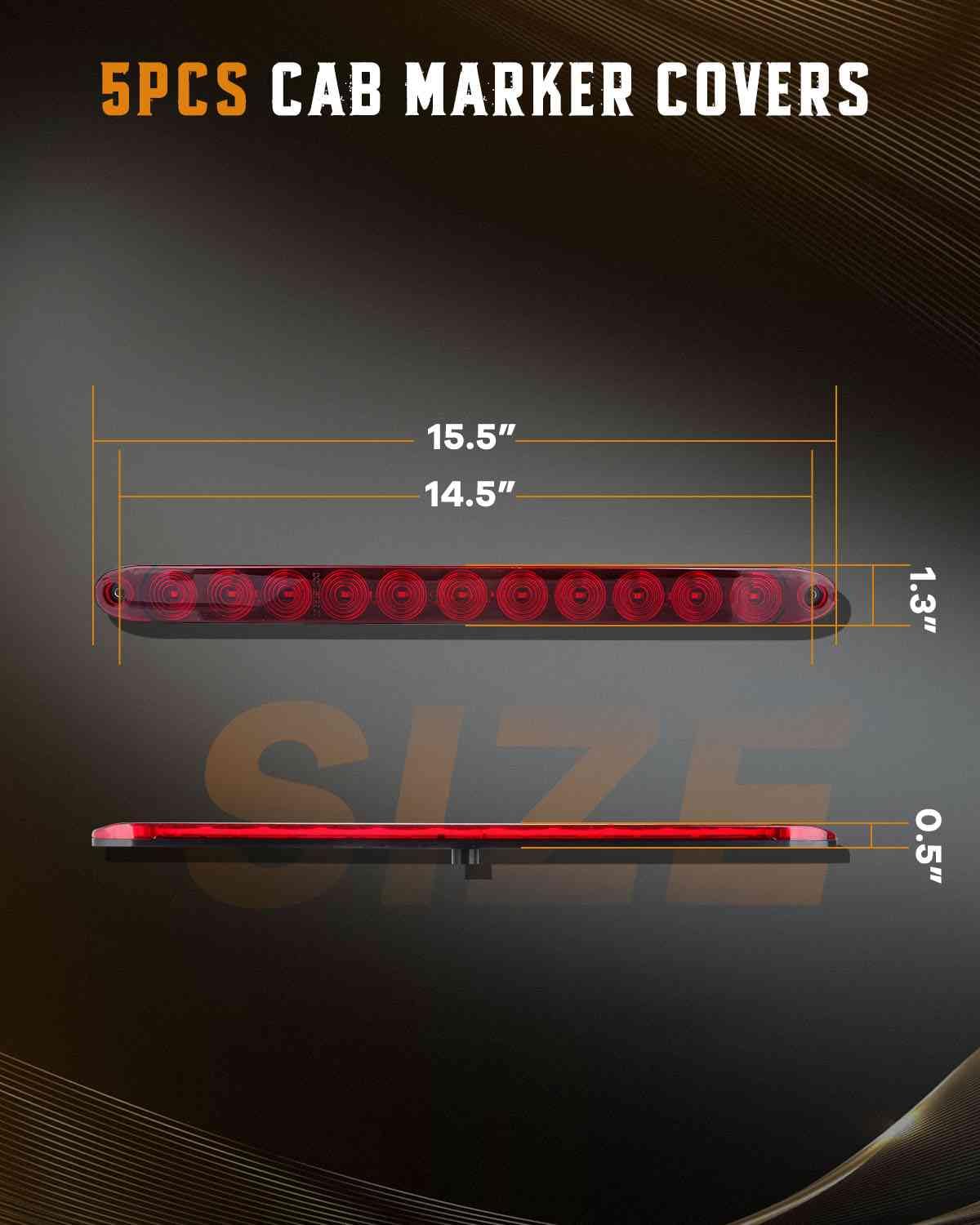 cciyu 15in LED Red Light Trailer Tail Light Bar, Polycarbonate, Stop Turn Tail Light, Red Lens