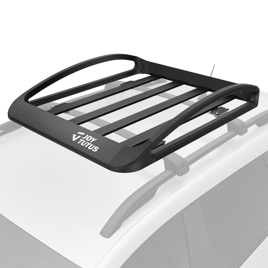 JOYTUTUS Rust-Resistant Aluminum Roof Cargo Basket, 47" x 40" x 8", Lightweight Roof Rack Carrier, Universal Roof Cargo Basket with 150 lbs Load Capacity, Fits SUVs, Trucks, and Cars, Black