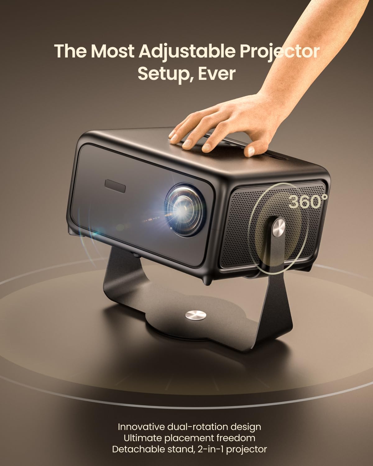 4K Smart Projector with Wifi and Bluetooth, 1500 ANSI Lumen 30W Dolby Audio Home Theater with Netflix Ready/Live TV, 2GB+32GB Memory & MEMC, 360° Adjustable Stand, AI Auto Focus/Keystone