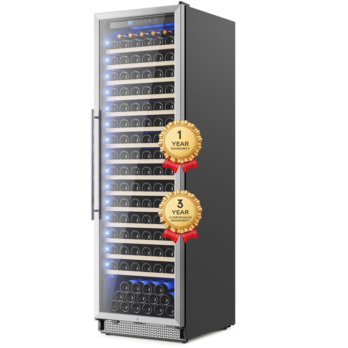 Vushine 24 Inch Wine Fridge, 187-Bottle Large Capacity Wine Cooler Refrigerator, Freestanding or Built-in Tall Wine Cooler with Upgraded Compressor, Low Noise For Home