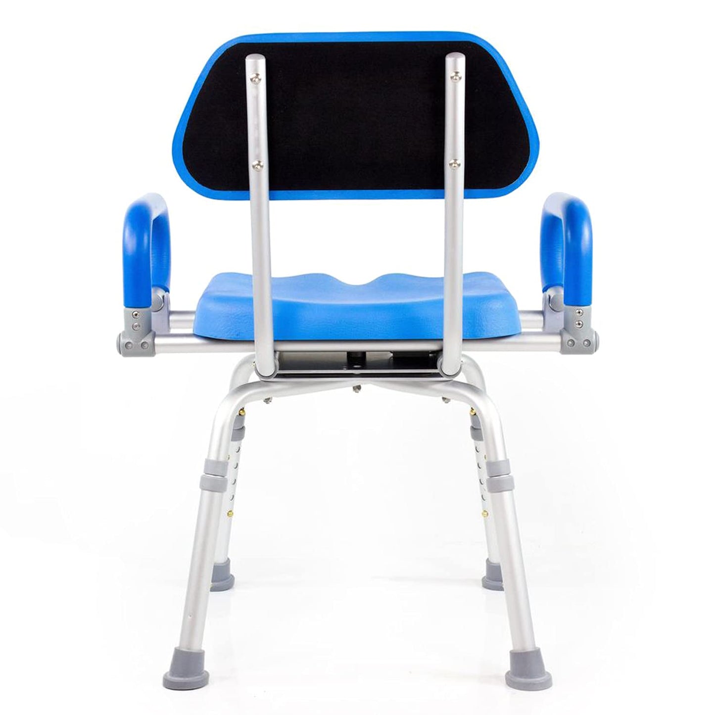 Platinum Health Revolution Pivoting Shower Chair for Bathtub, Adjustable Swivel Seat with Padded Back and Arms, Space Saving Design for Tubs, Shower, for Elderly, Handicap & Seniors, Aluminum, Blue