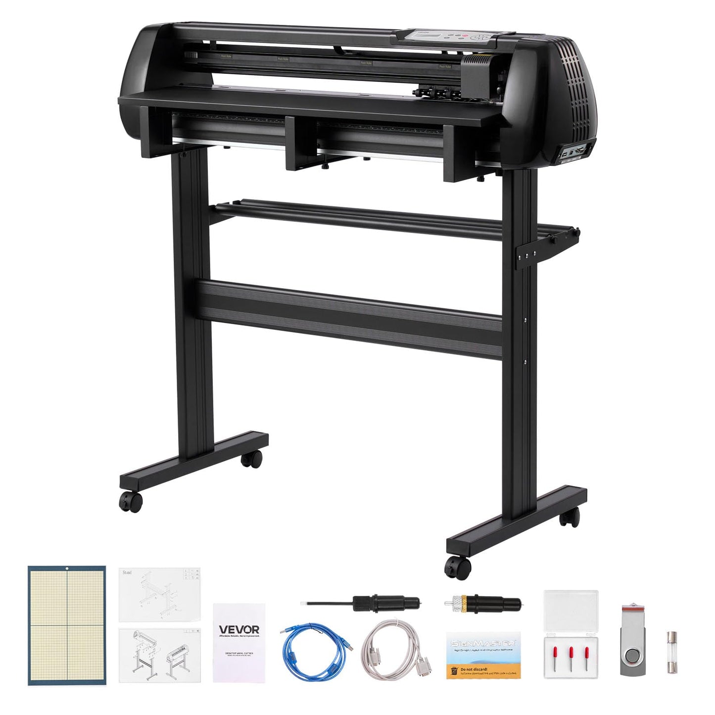 VEVOR Vinyl Cutter Machine, 34 inch Max Feed Width, Dual Blades, Adjustable Force and Speed, LED Display, Vinyl Plotter Cutter Printer with Signmaster Software for Compatible with Windows and macOS