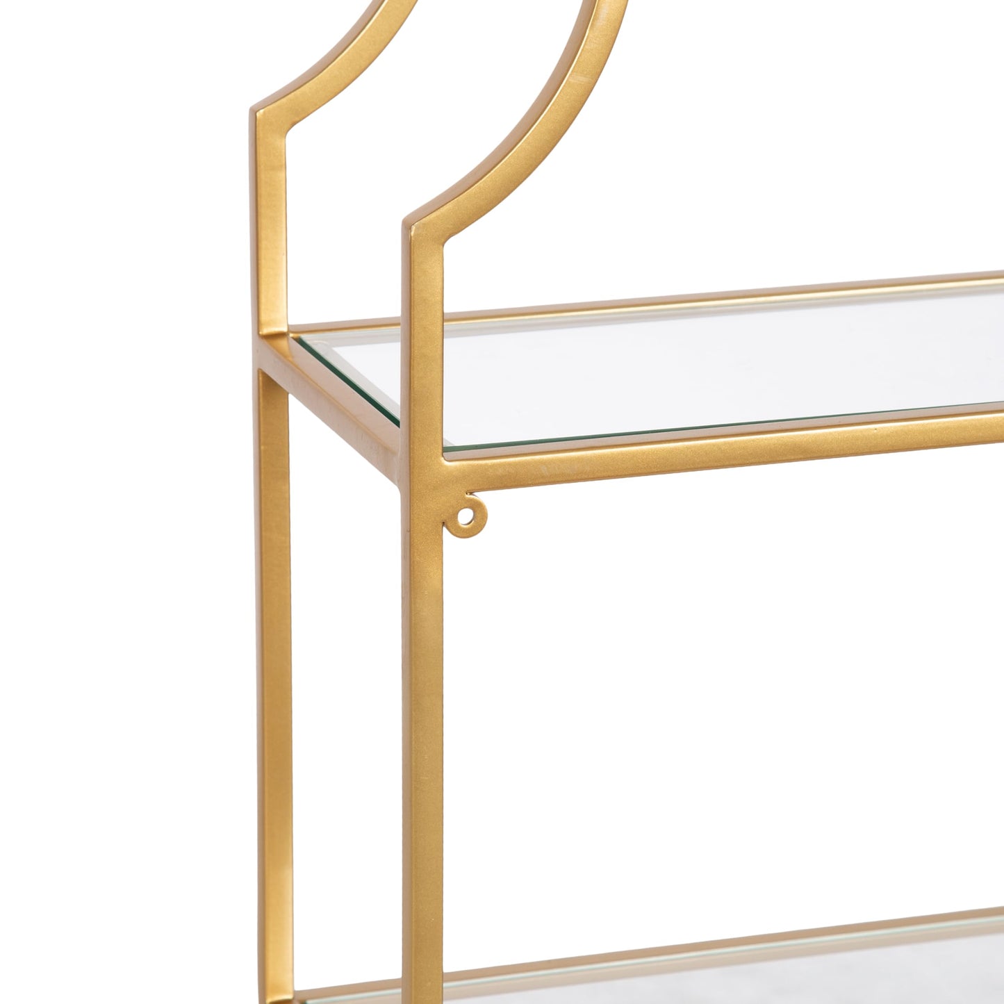 Kate and Laurel Leanna Scalloped Two-Tiered Wall Shelf, 18 x 6 x 24, Gold, Decorative Floating Shelf Storage and Wall Organizer for Bathroom Over Toilet Storage or Display