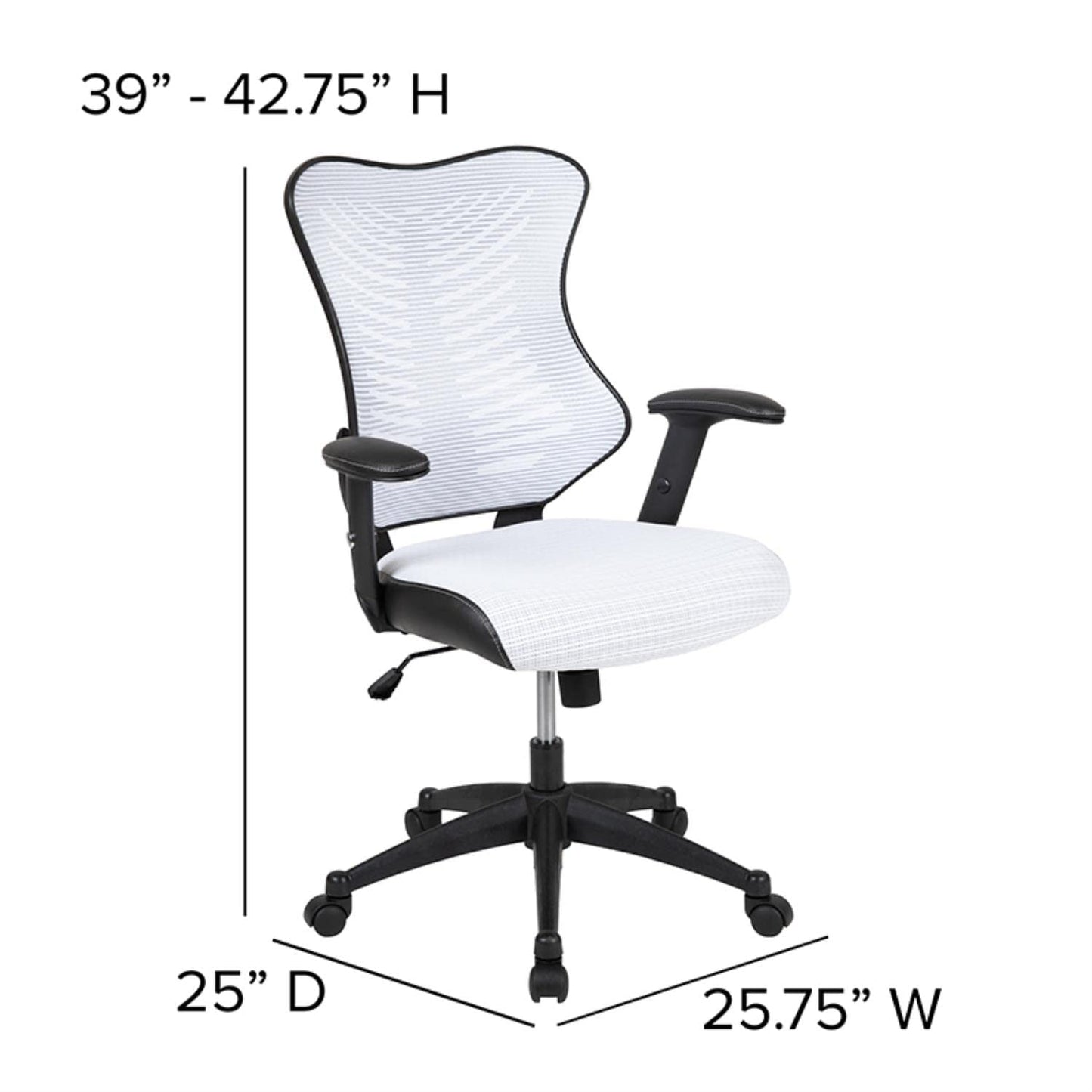 Flash Furniture Kale High Back Designer White Mesh Executive Swivel Ergonomic Office Chair with Adjustable Arms