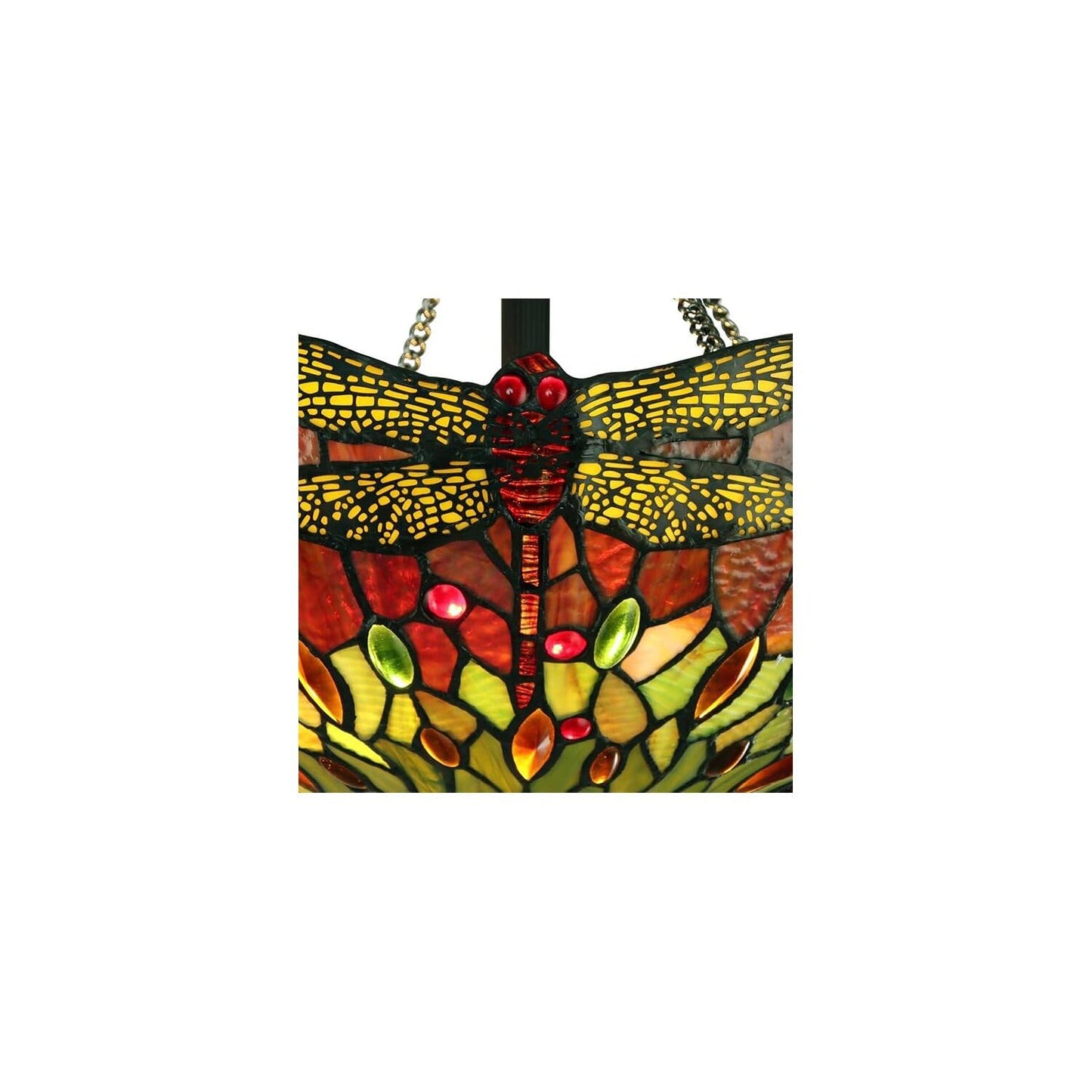 Chloe Lighting Empress Dragonfly Semi-Flush Light, Dark Bronze, 16in  Wide, Multicolor, Model CH3T471RD16-UF2