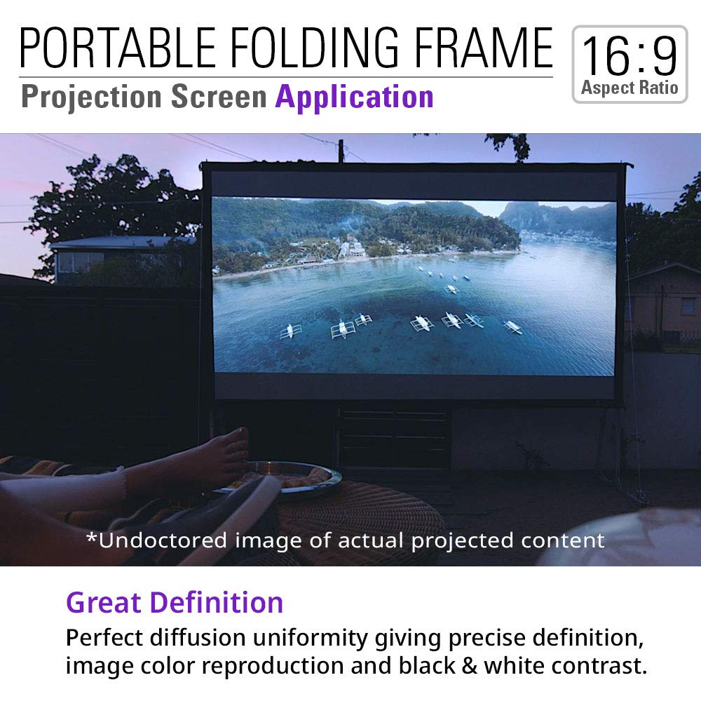Akia 120 Inch Projector Screen with Stand and Carry Bag for Indoor & Outdoor Use – Portable Backyard Movie Display for 4K Ultra HD Viewing, Foldable Cinema Frame with Adjustable Support – AK-OS120H1.