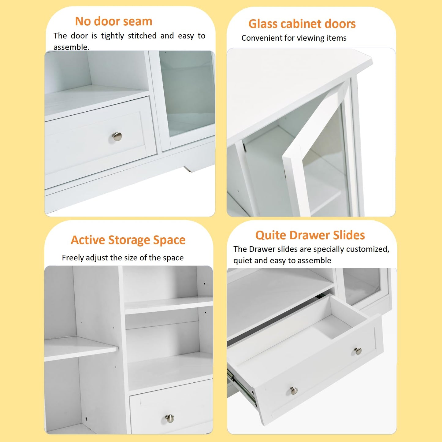 GDFStudio 51" Modern Storage Cabinet with Doors & Drawer, Large Buffet Sideboard Cabinet with Adjustable Shelves, Farmhouse Credenza Console Table Coffee Bar for Living Room Dining Room Kitchen, White