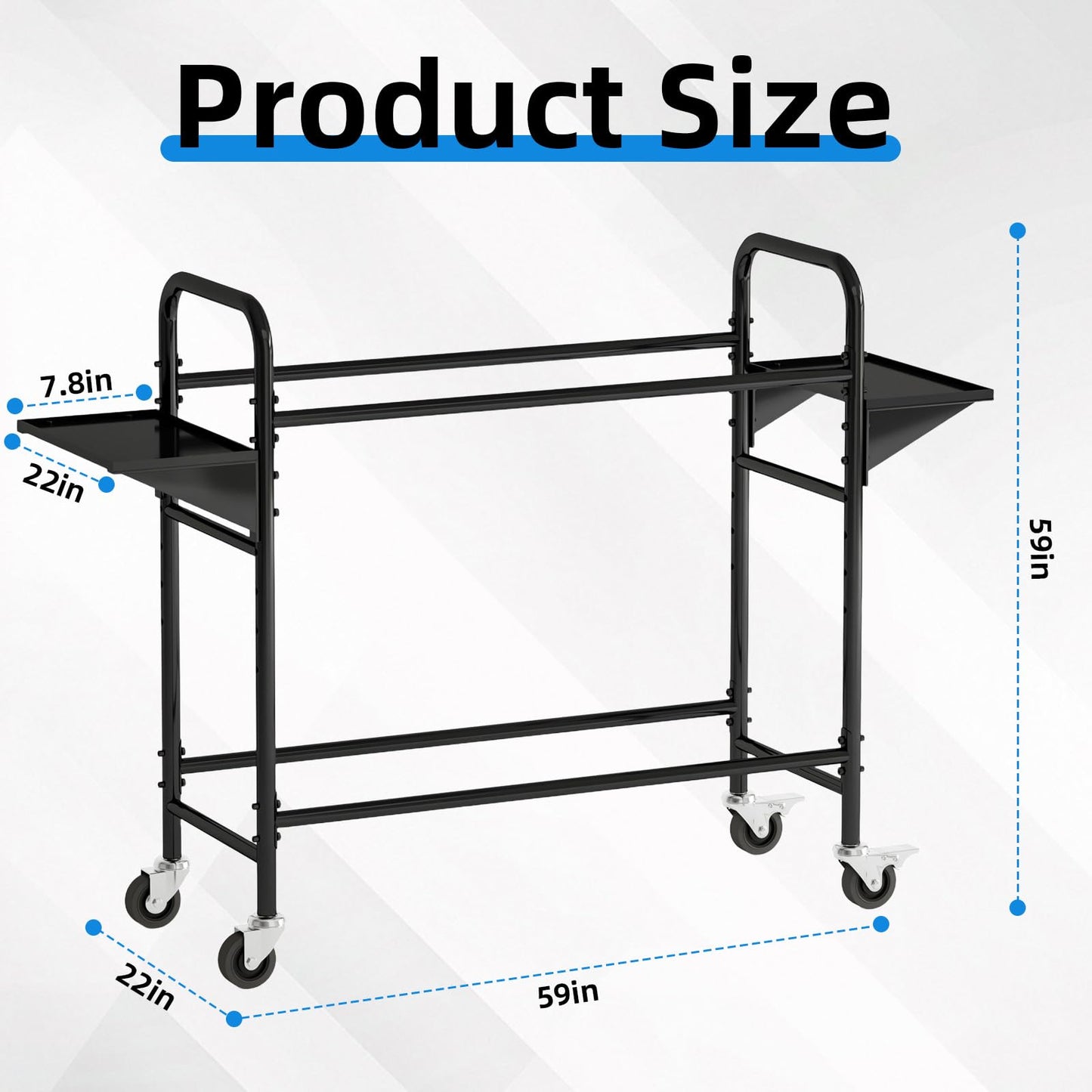 GAMINA KAVISI Tire Storage Rack, Adjustable Tire Rack for Garage, Rolling Tire Rack with 4 Swivel Casters & 2 Shelves, Durable Tire Storage Solution.59 L x 22" W x 59" H.