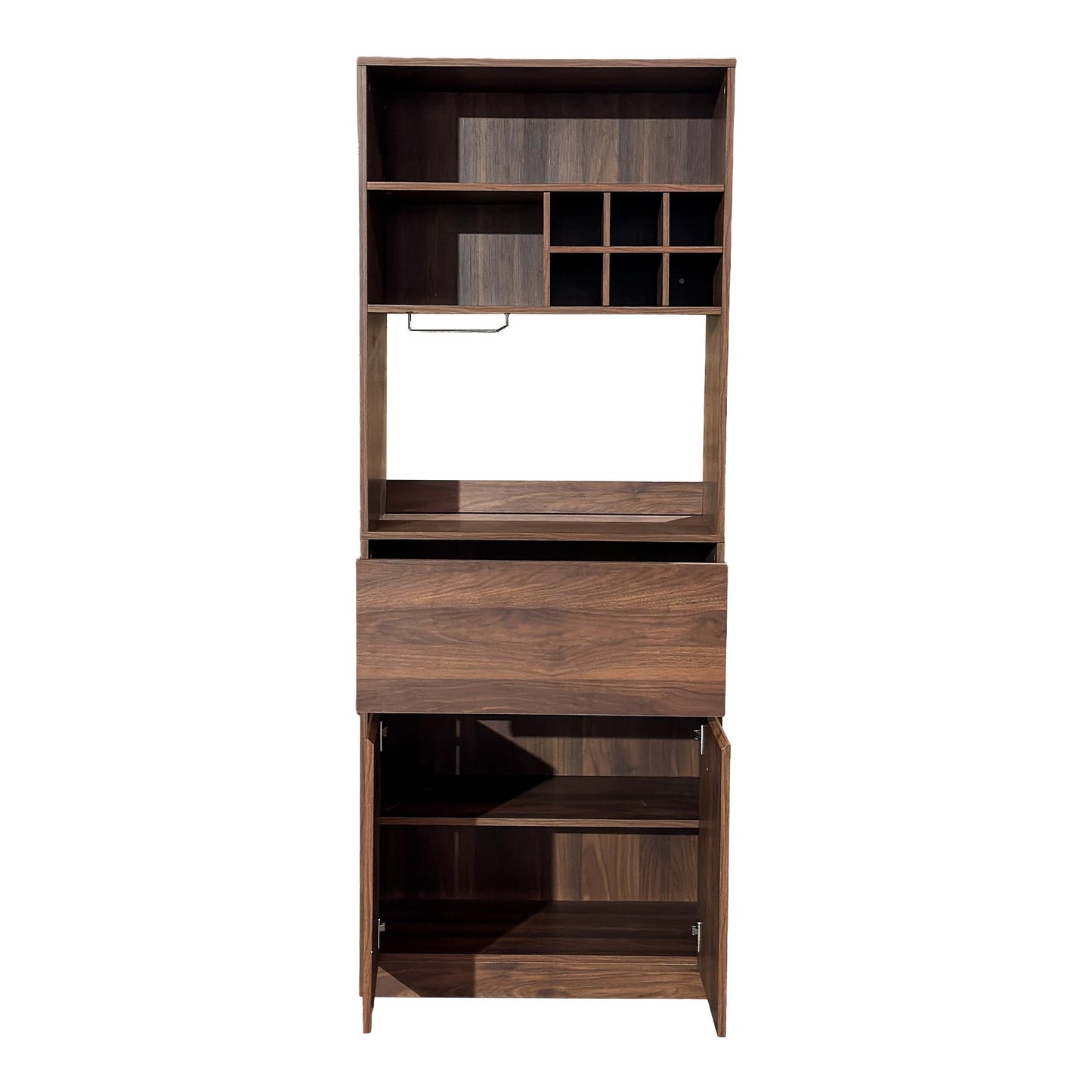 KEIKI 70.87" H Tall Kitchen Pantry Wine Bar Storage Cabinet with Countertop, Wine Rack, Glass Holder, Drawers, Wood Freestanding Hutch Food Pantries Cupboard for Coffee, Dining Living Room