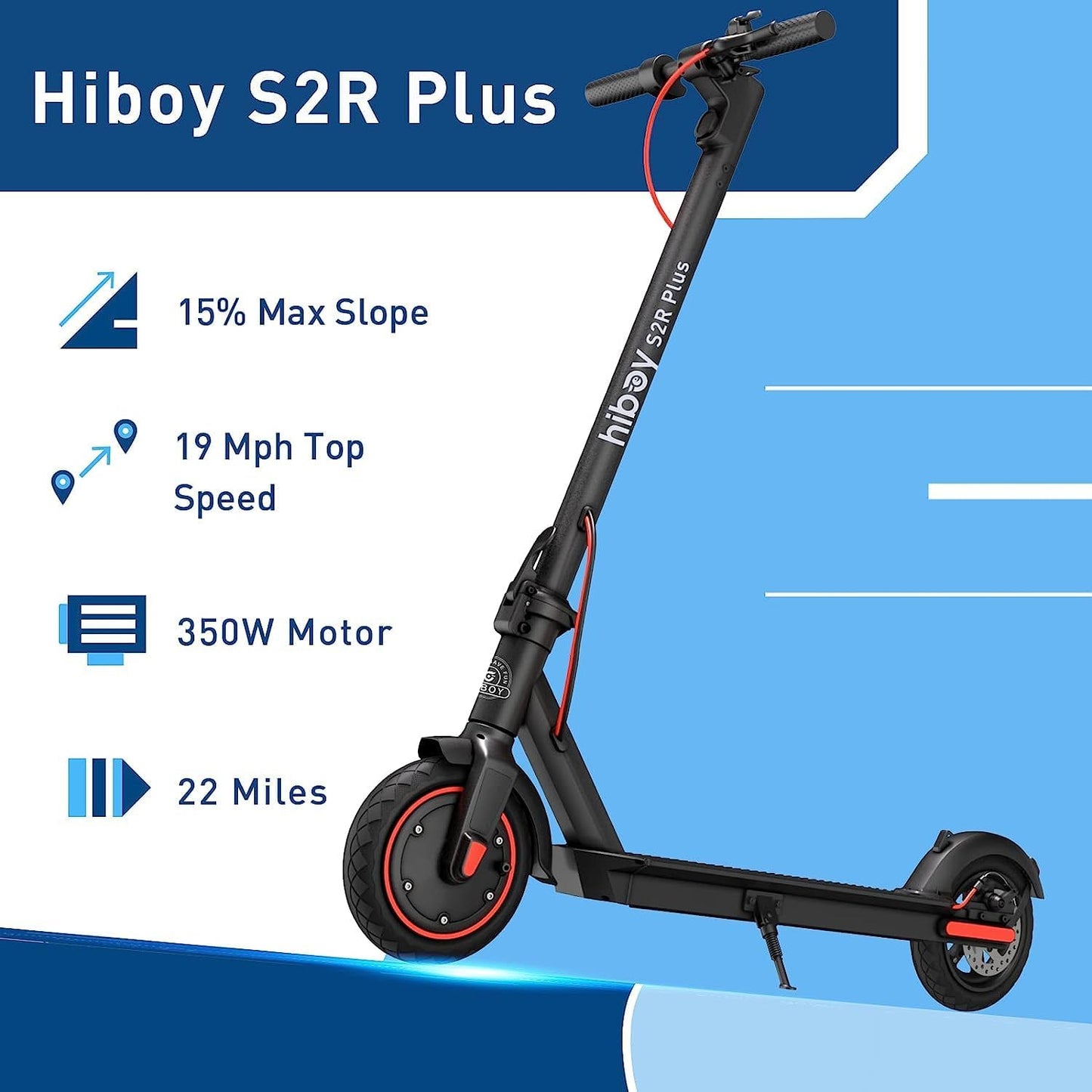Hiboy 500W Peak Motor Electric Scooter, 19MPH, 22 Miles Long-Range, Foldable Commuter Electric Scooter Adults with Removable Battery, Dual Braking System & APP for Urban Travel