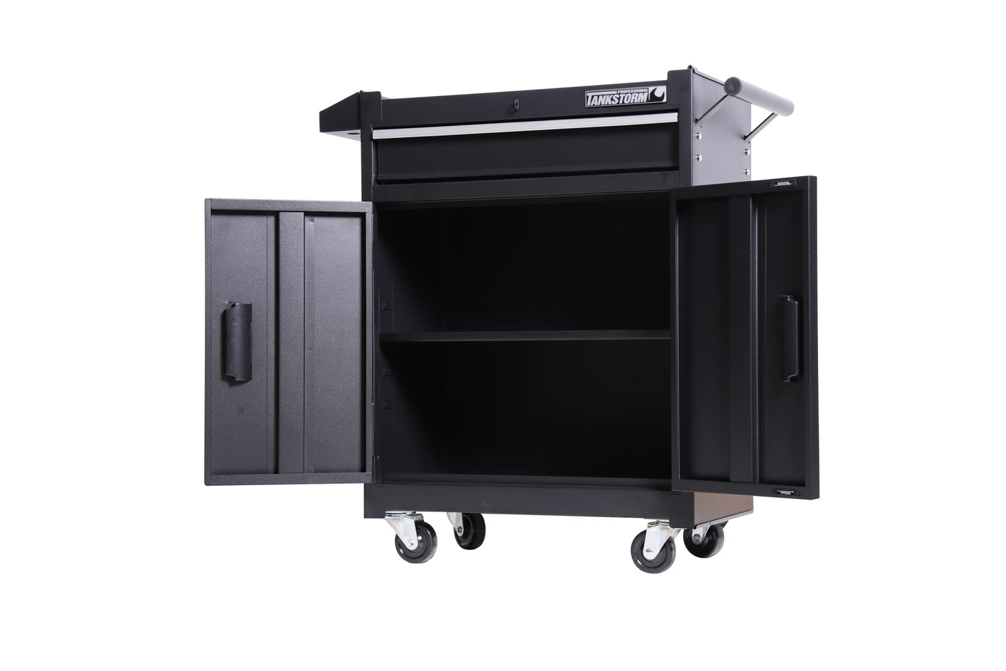 TANKSTORM 1 Drawer Tool Chest Heavy Duty Cart Steel Rolling Tool Box with Lockable Doors (TZ8 Black)
