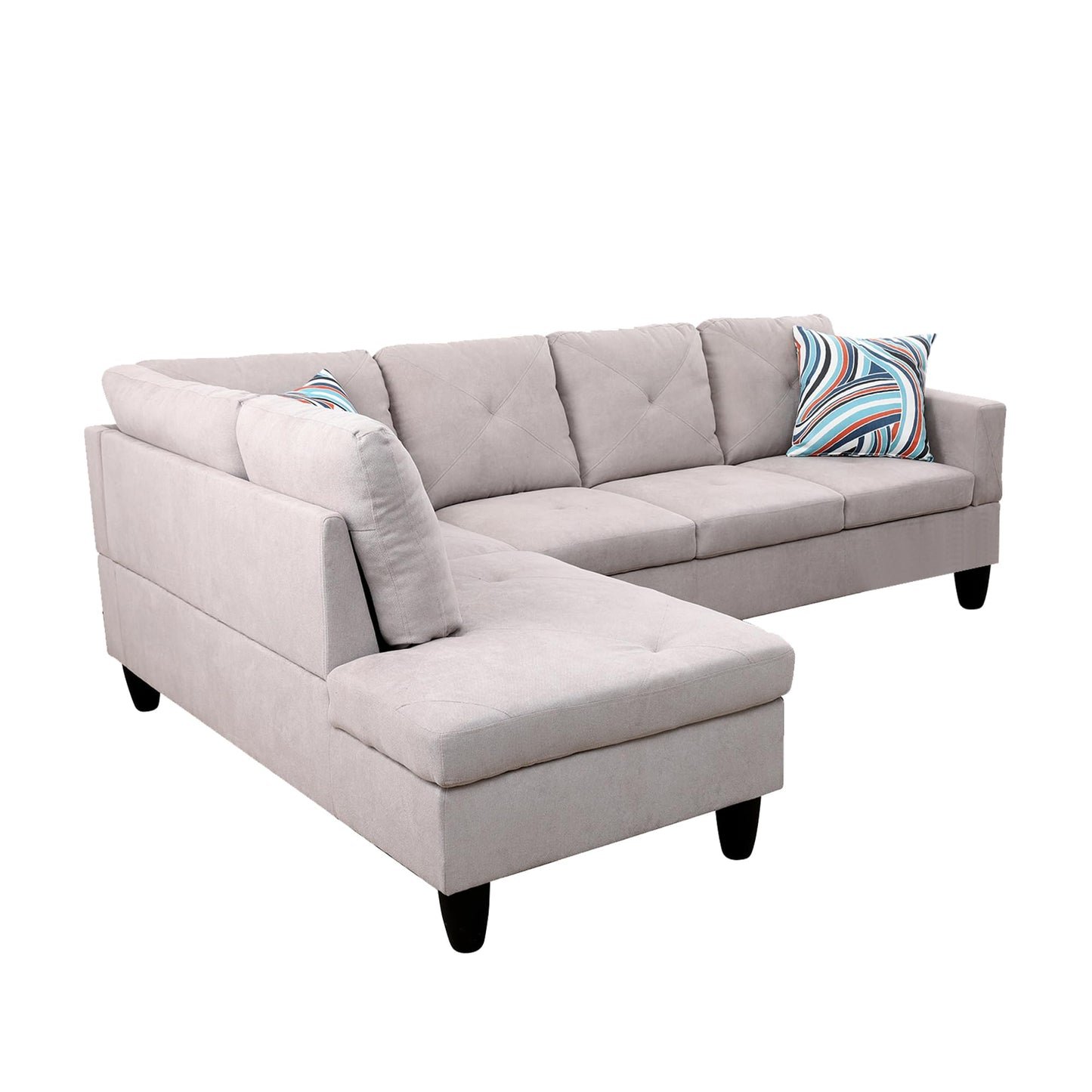 NicBex 97" L Shaped Couch Sectional Couches for Living Room, 2-Piece Flannel Modular Sofa with Movable Chaise & Deep Seat for Apartment, Bedroom, Office, Off-White