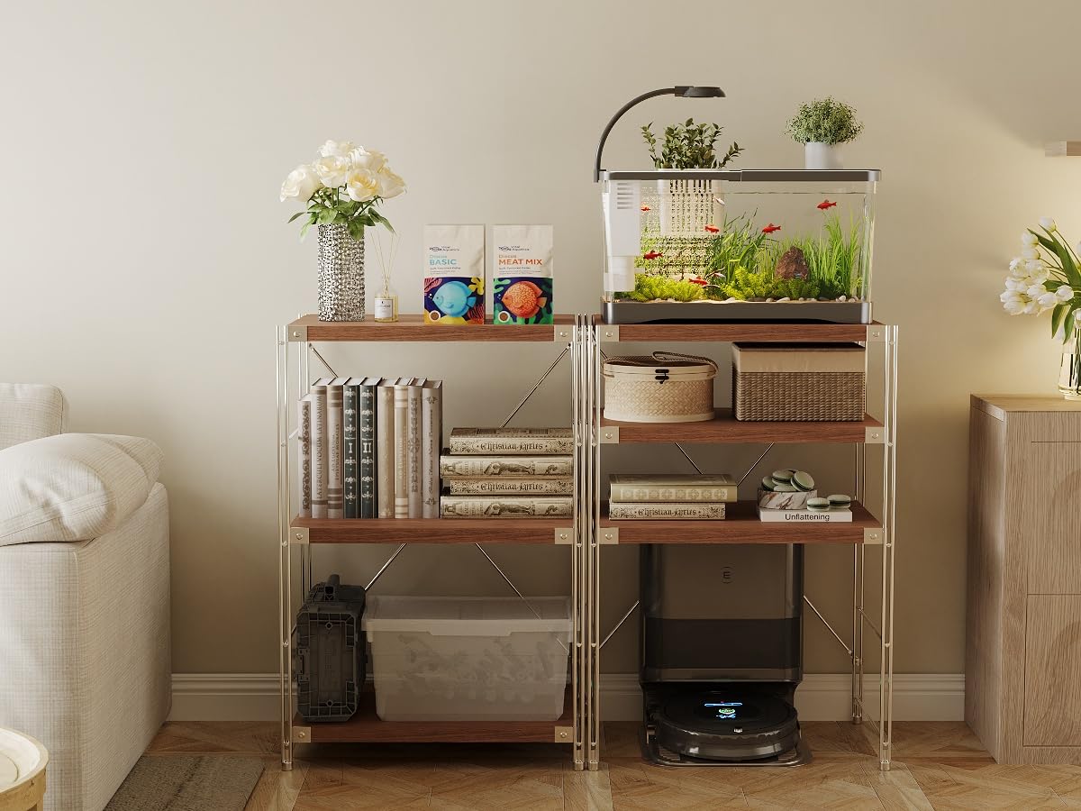 Achene 3-Tier Retro Industrial Bookshelf, Wood and Metal Shelf Unit, Storage Bookcase for Living Room, Bedroom, Home Office, Study Room, and Kitchen, 15.75"x23.62"x35.43" Inches