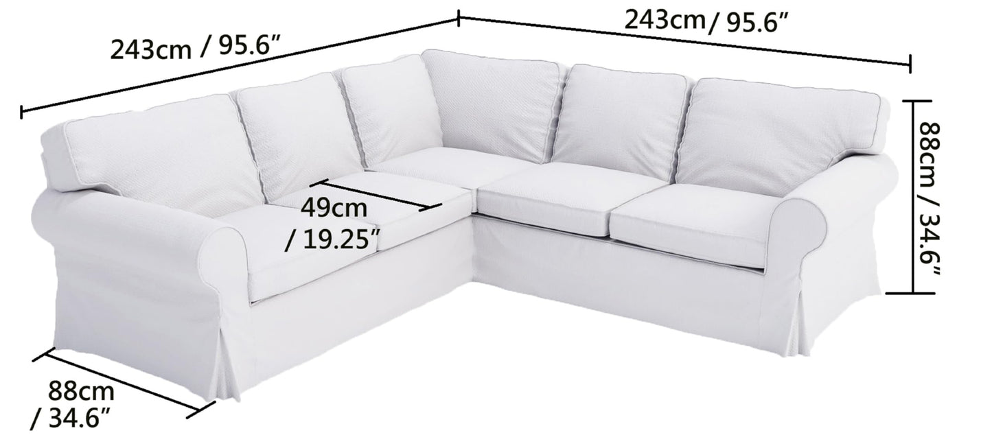 Custom Slipcover Replacement Cover Only! Cotton Ektorp 2 2 Sofa Replacement Cover is Custom Made for IKEA Ektorp Corner Or Sectional Sofa Slipcover (Pure White)