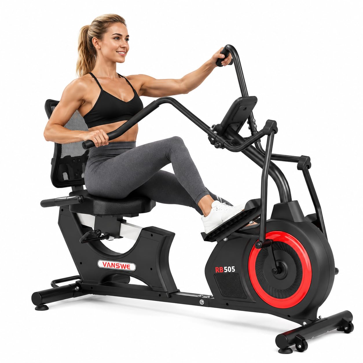 VANSWE Pro Recumbent Elliptical Cross Trainer – Full-Body Low-Impact Recumbent Exercise Bike with Bluetooth App, Magnetic Resistance, Quiet Belt Drive, 450 lbs Capacity for Seniors & Home Rehab