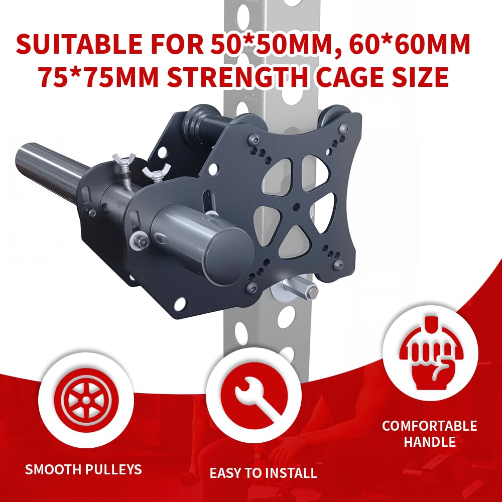 Pulley System Gym Power Rack Attachments Smith Machine Attachments Cable Pulley Attachments for Gym Home Cable Crossover Bench Press Deep Squat for 2" Olympic Barbell 2" Weight Plate (Set-B1)