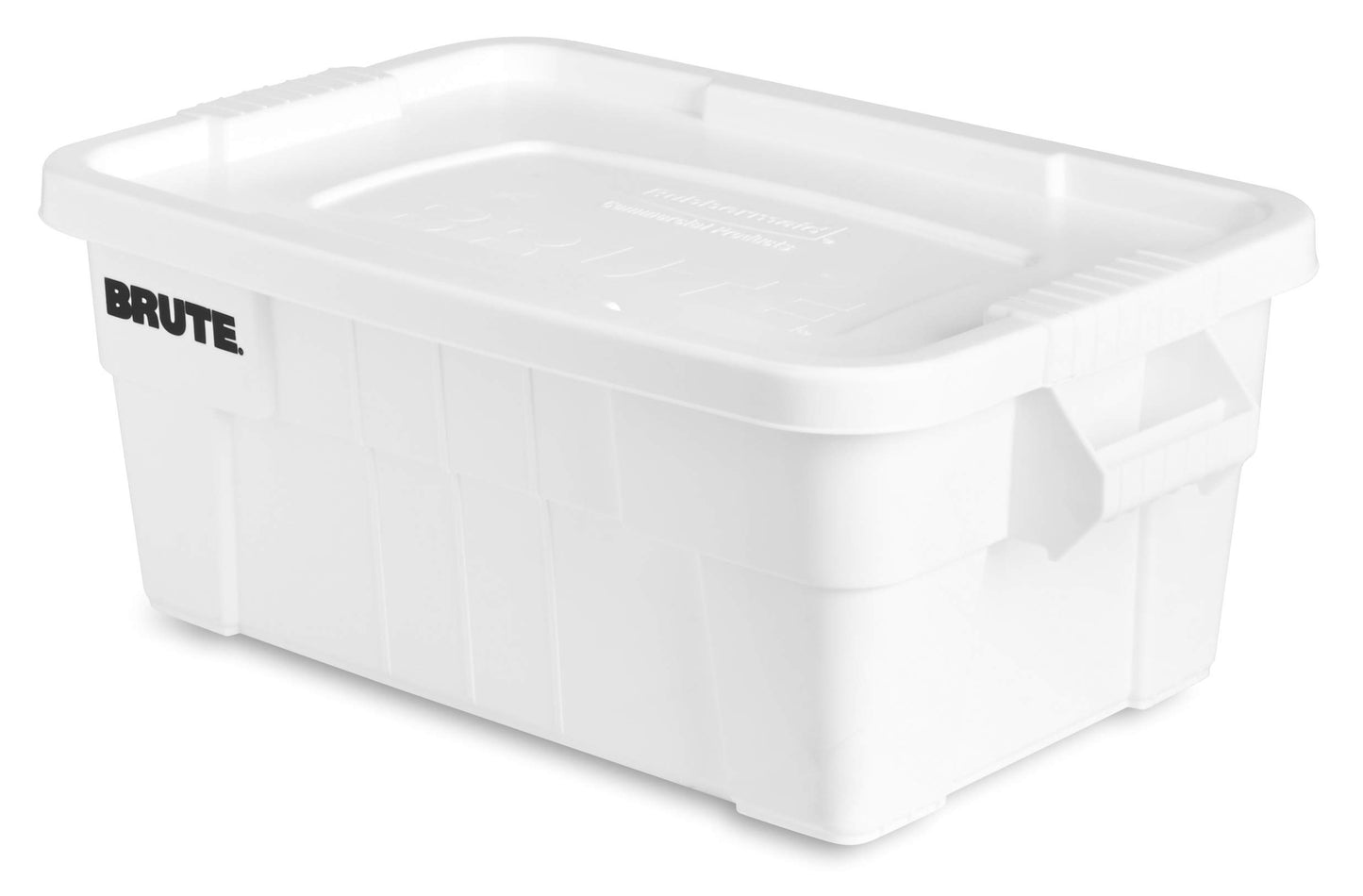 Rubbermaid Commercial Products BRUTE Tote Storage Bin with Lid, 14-Gallon, White, Rugged/Reusable Boxes for Moving/Camping/Garage/Basement Storage, Pack of 6