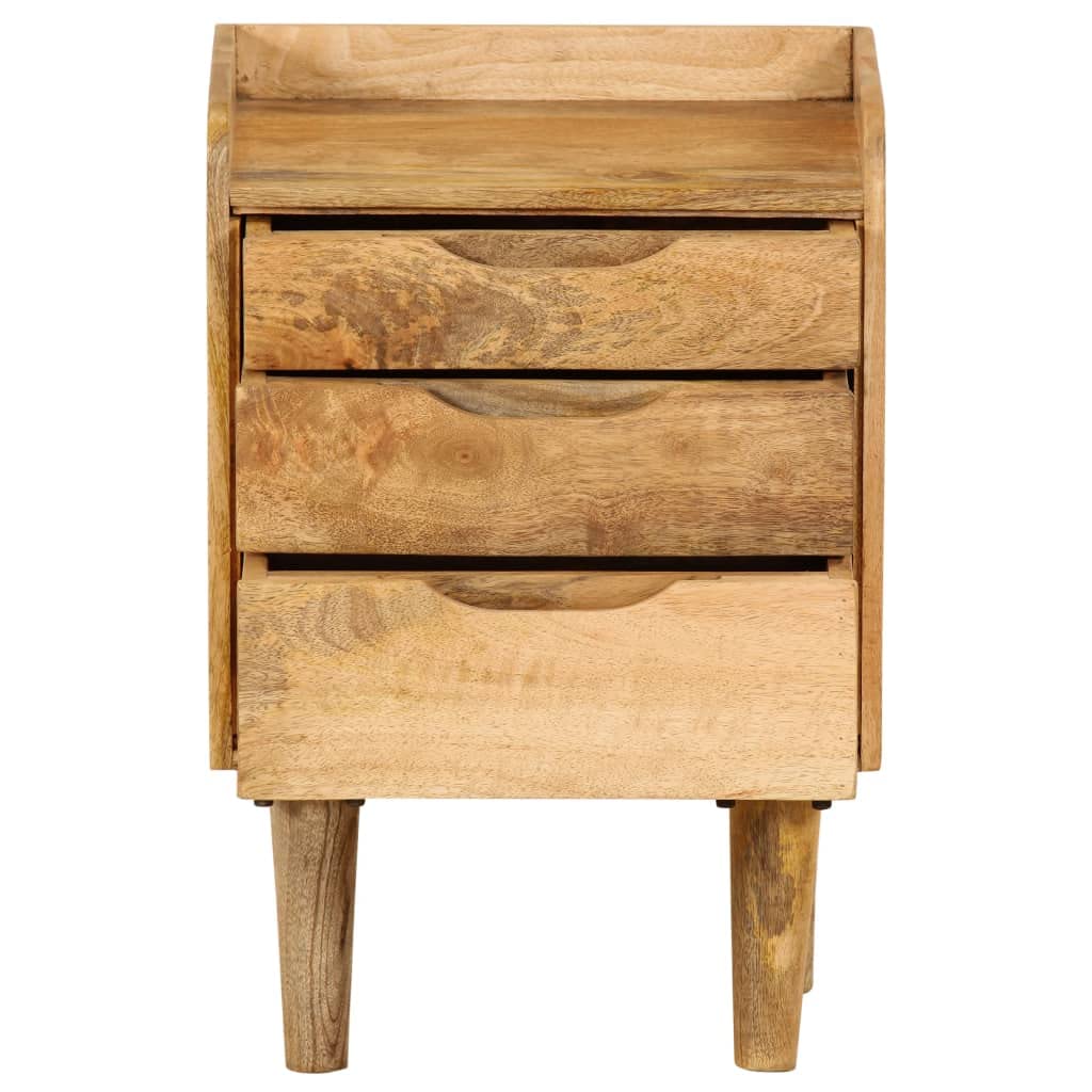 WXGTBKPR Solid Mango Wood Bedside Cabinet with 3 Drawers, Retro Style Nightstand for Bedroom, Storage End Table for Small Spaces, 15.7 x 15.7 x 23.4 Inches, Brown