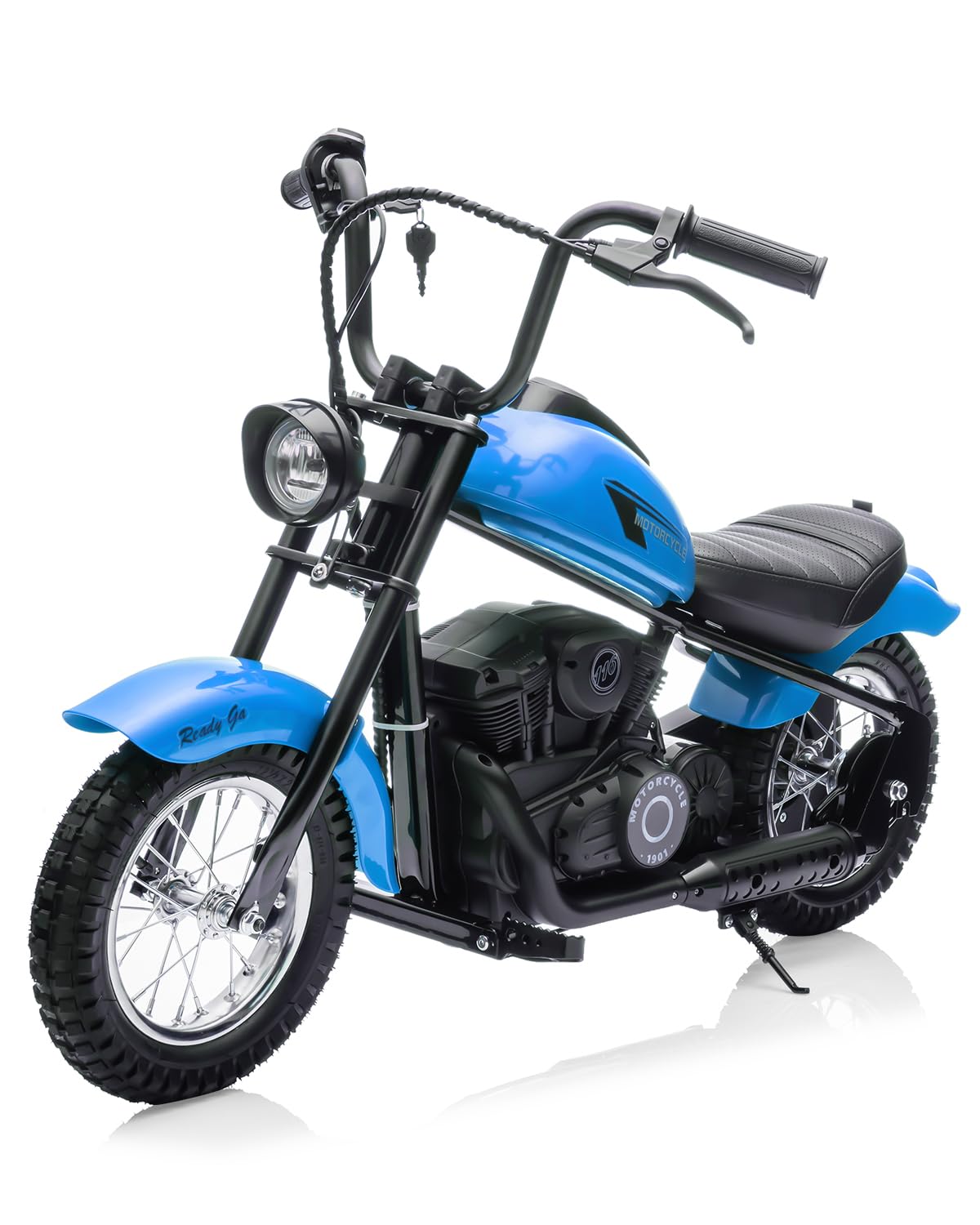 Electric Dirt Bike for Kids 24V, 150lb Max Weight & 15mph, Chain Driven Motor w/12'' Air Filled Tires, Handbrake & Shock Absorbers, LED Lights, Power Display Ride On Toy for Boys & Girls