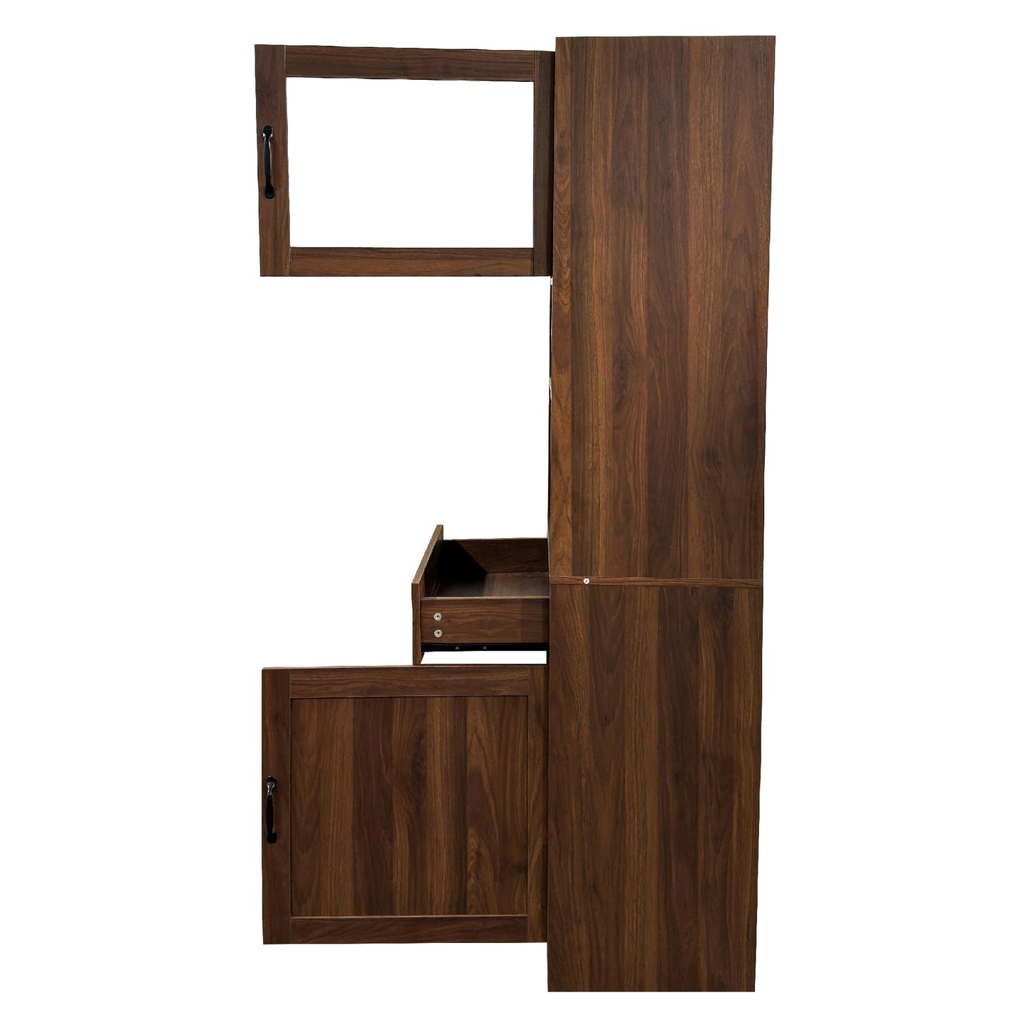 KEIKI 70.87" H Tall Kitchen Pantry Wine Bar Storage Cabinet with Countertop, Wine Rack, Glass Doors, Drawers, Wood Freestanding Hutch Food Pantries Cupboard for Coffee, Dining Living Room
