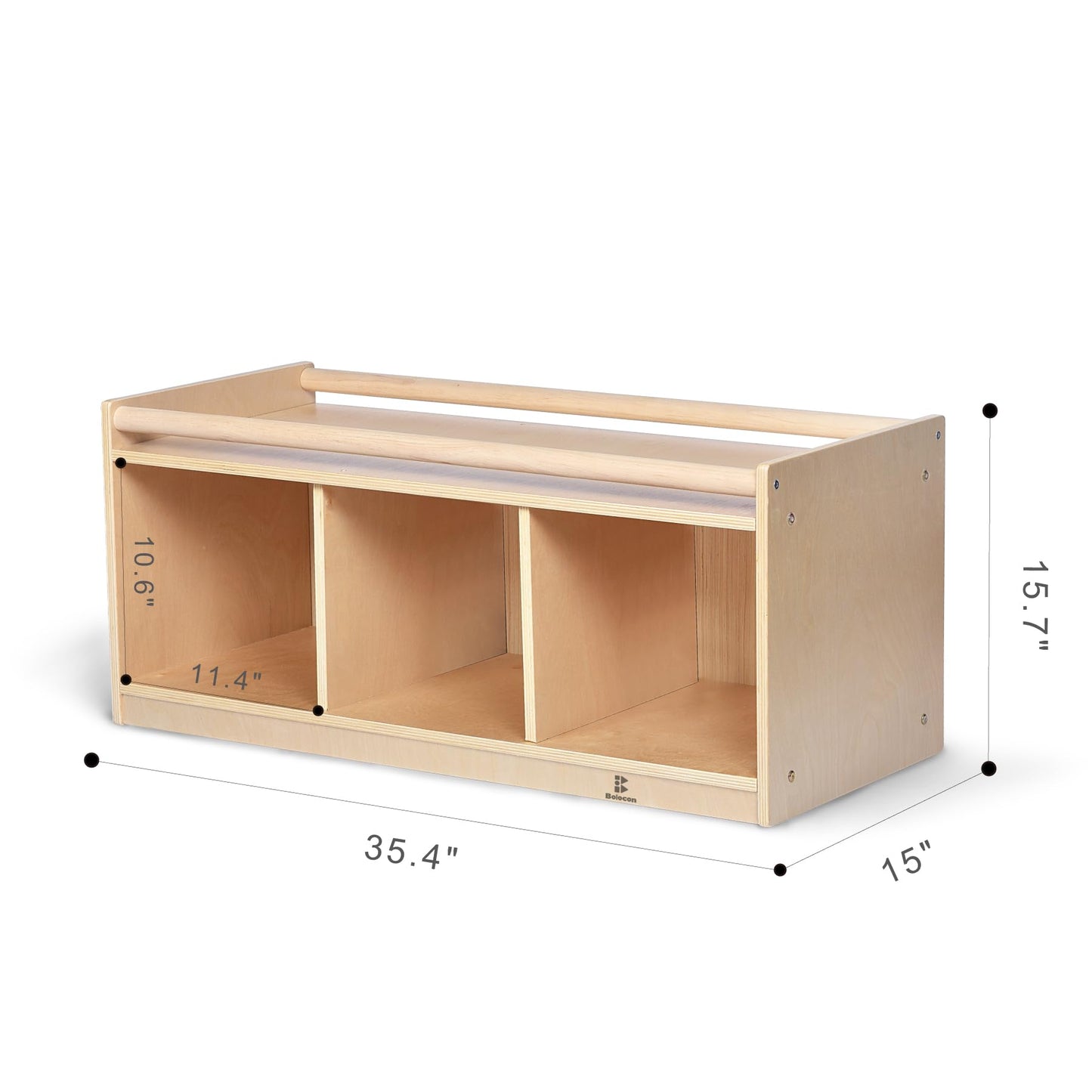 Toddler Toy Storage w/ Mirror Back, Baby Preschool and Daycare Cubbies w/ 2 Top Holding Handrail, Little Kids Tummy Time Furniture, Home, Classroom, Montessori Book Browser (1 Tier w/ Mirror Back)
