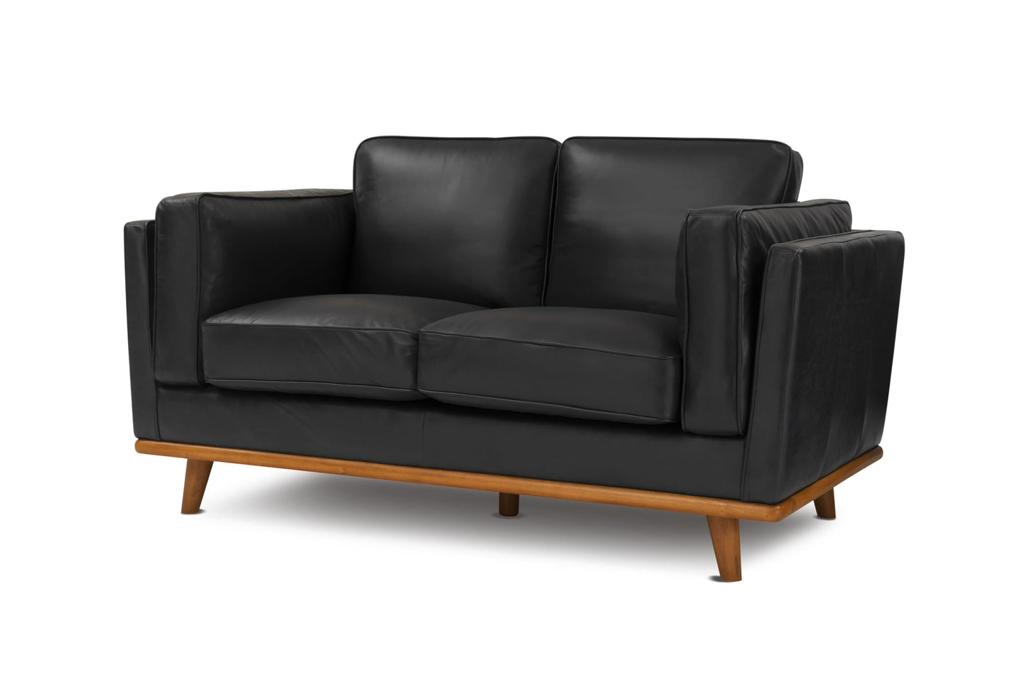 Valencia Artisan Full Leather Loveseat Sofa 66”| Pure Full Italian Nappa Leather Couch, Solid Wood Accent, Ultimate Comfort, Black