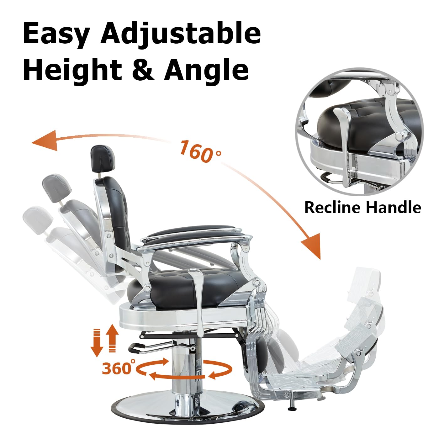 Nazalus Barber Chair Hair Salon Chair,Heavy Duty 700 LBS, for Hair Stylist Barber Beauty Tattoo Massage(Black Silver Round)