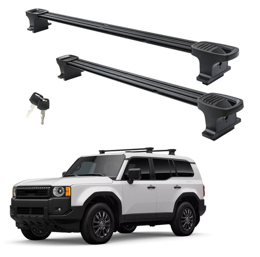 Autekcomma Heavy Duty Roof Rack Crossbars Replacement for Toyota Land Cruiser 1958 Version 2024-2025,Anti-Corrosion Aircraft Aluminum Black Matte with Anti-Theft Locks MAX 350lb Loading Weight