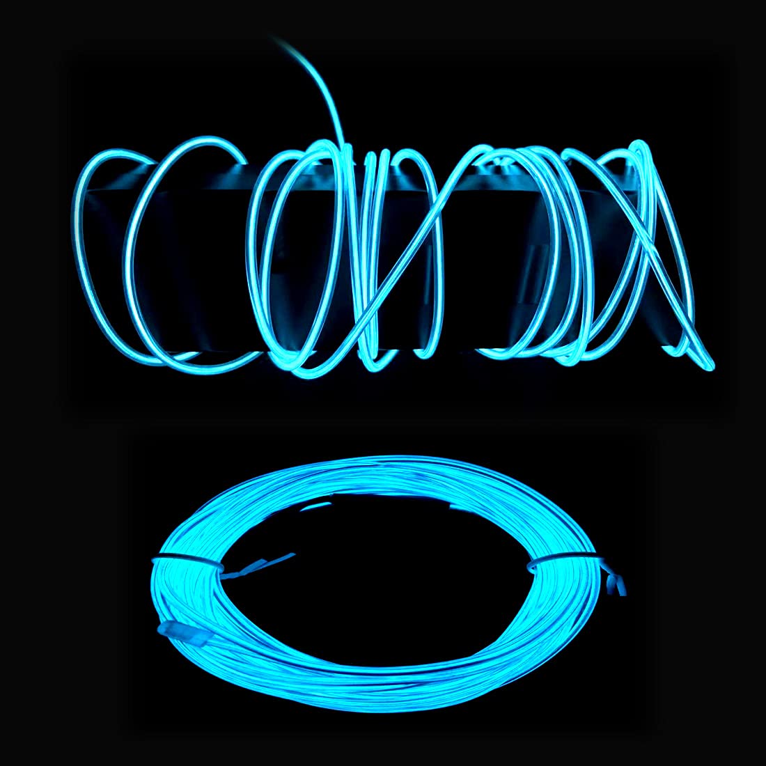 dobestyou EL Wire - 3m Glow-in-The-Dark Flexible Light Strip, Ice Blue, Waterproof for Halloween, Cosplay, Rave Parties