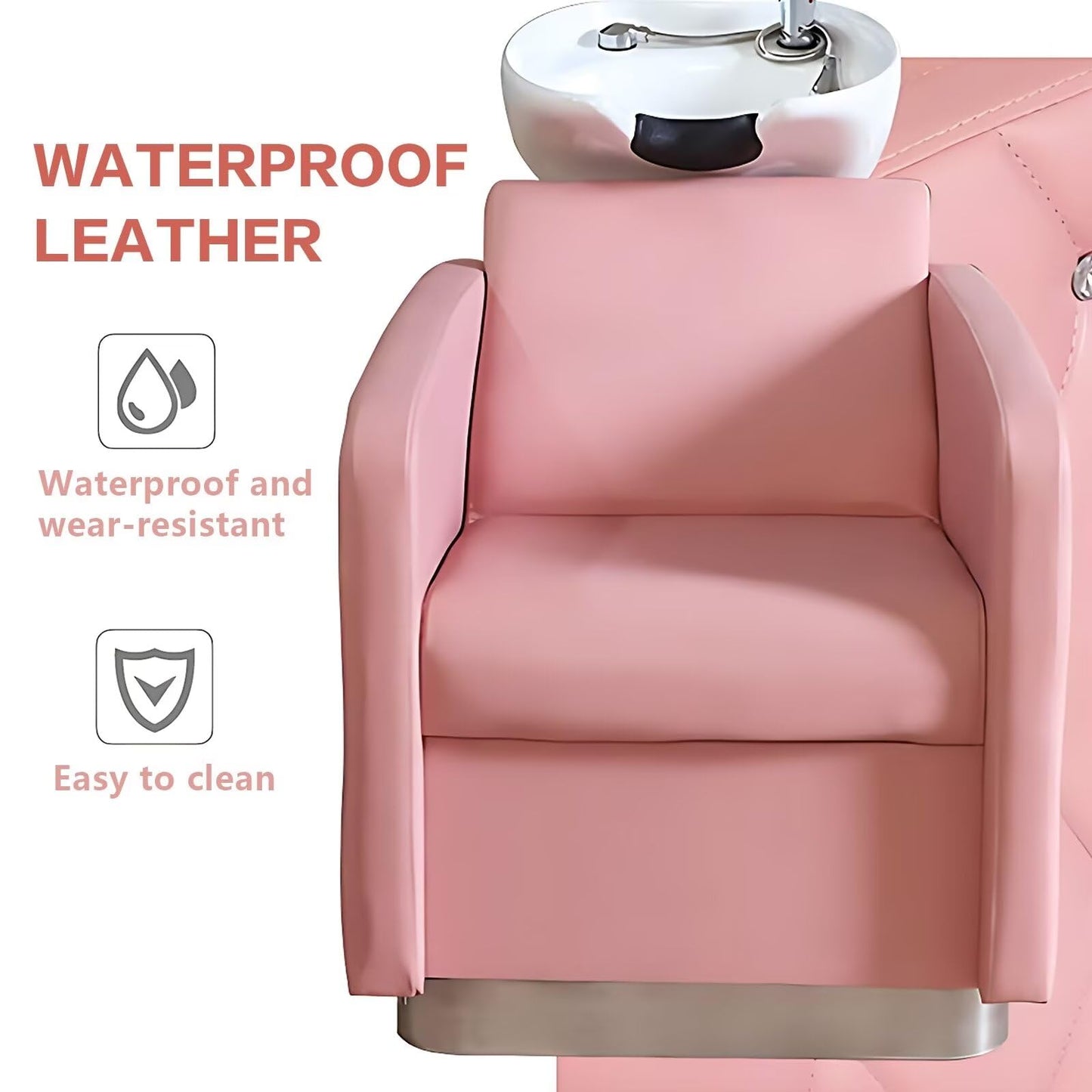 HHEvergreenEnsemble Shampoo Bowl and Chair Set for Salon with Luxury Crystal Buttons, Ceramic Basin, Hair Washing Stations and Backwash Unit for Hair Stylist