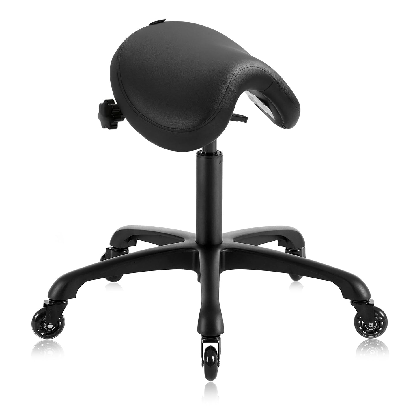 DR.LOMILOMI Premium Multifunctional Ergonomic Saddle Chair 507 INOA for Hygienic Clinic, Spa, Massage, and Dental Hygienist - Rolling Swivel Stool (Black, Standard 507)