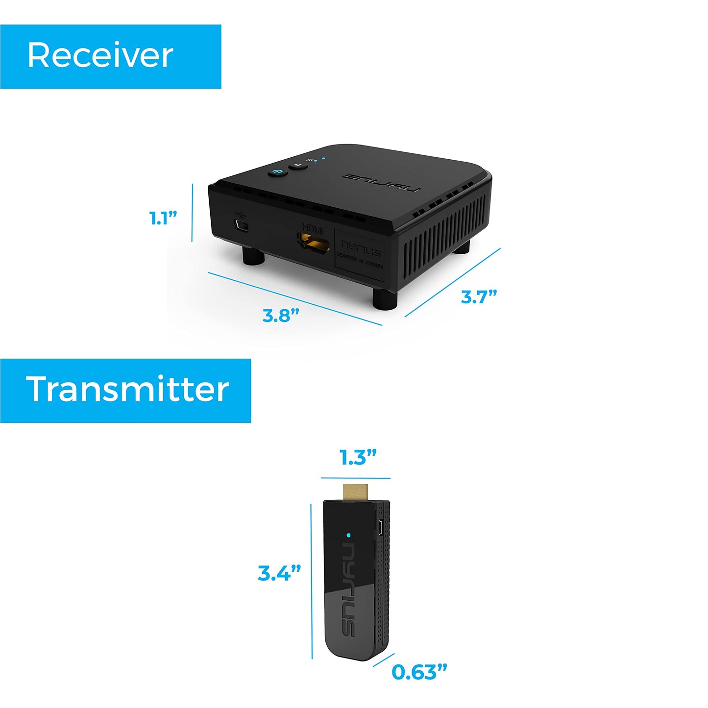 Nyrius Aries Pro Wireless HDMI Transmitter and Receiver to Stream HD 1080p 3D Video from Laptop, PC, Cable, Netflix, YouTube, PS4, Drones, Pro Camera, to HDTV/Projector/Monitor (NPCS600)