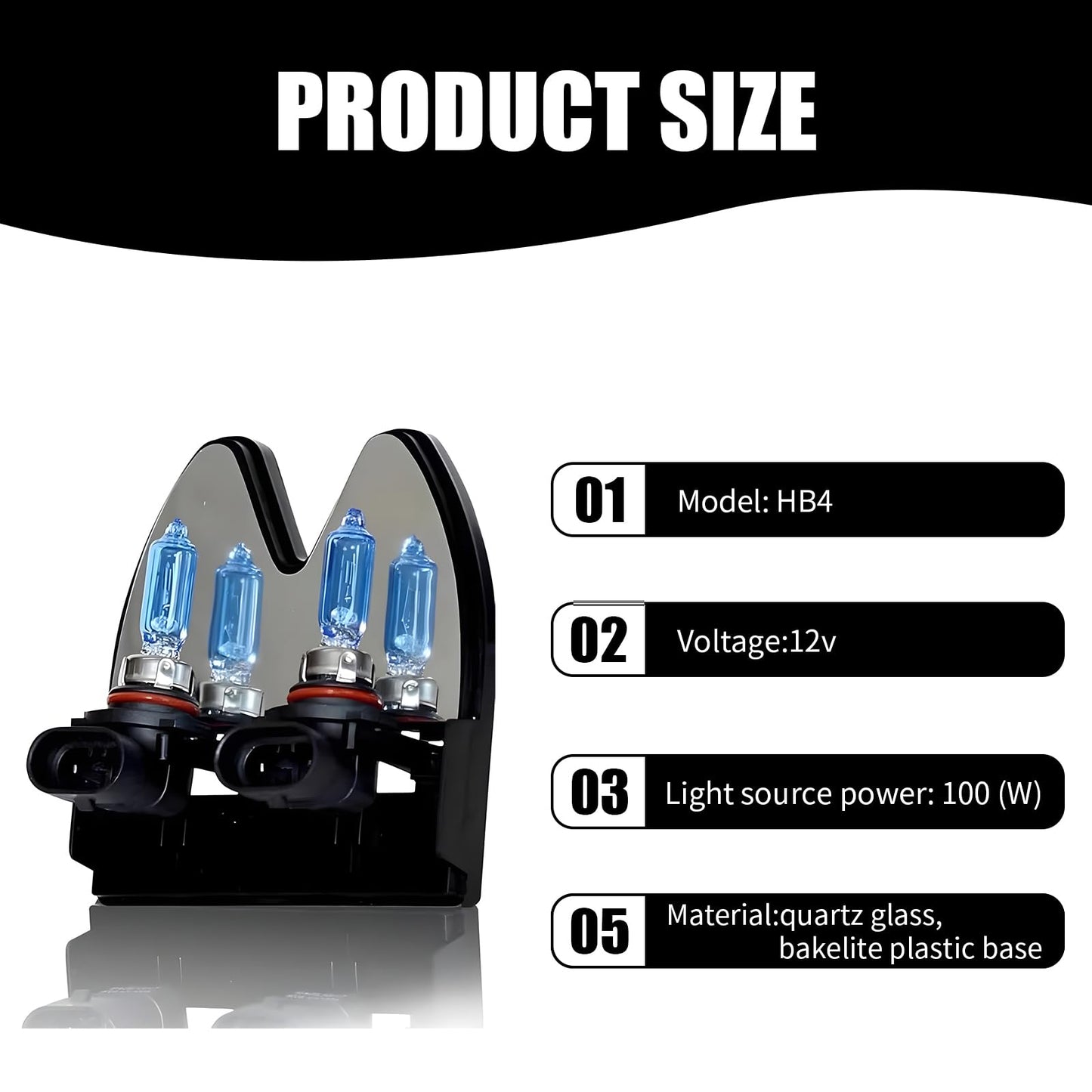 Flygun 9005 Car Halogen Bulbs, Ultra White Light, 12V 100W, 2 PCS, Glass, High Beam Low Beam, Universal Fit for Cars, Trucks, SUVs