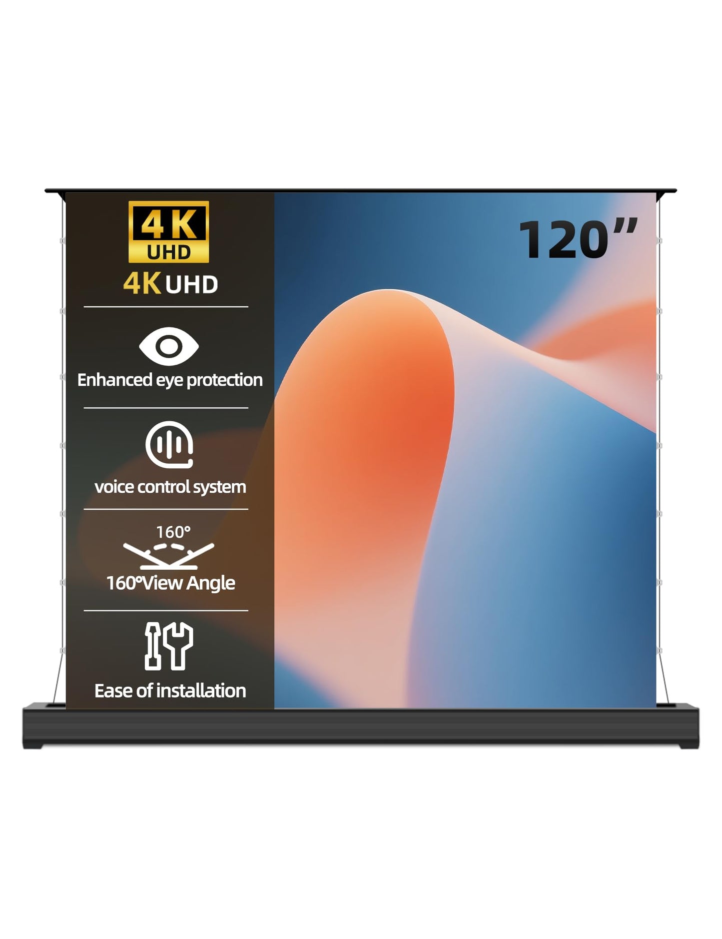 Acmejm 120" Matte White Motorized Floor Rising Projector Screen for Long/Standard UST Throw Projector,Movie Screen for Home Theater,Motorized Projector Screen 4K/8K Ultra HD